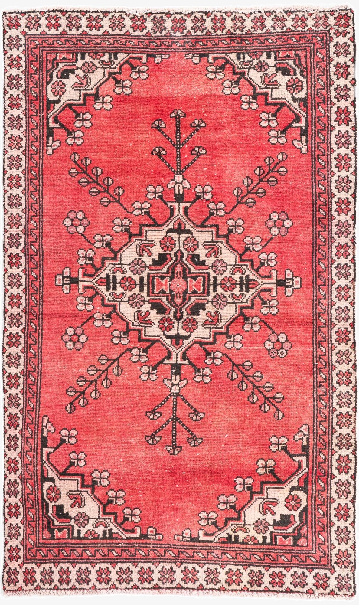  3' 7 x 6'  Hand Knotted Ultra Vintage Persian Wool Rug