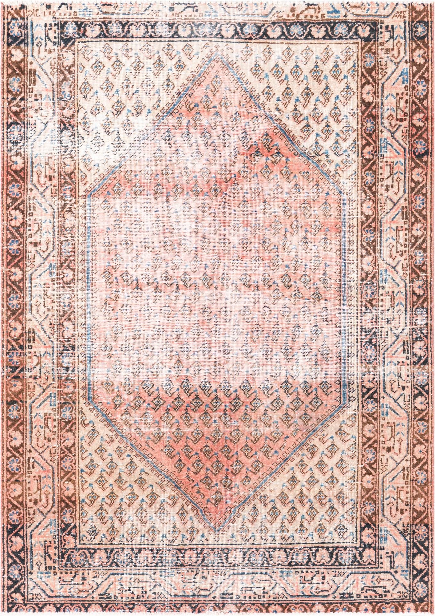  4' 2 x 6'  Hand Knotted Ultra Vintage Persian Wool Rug