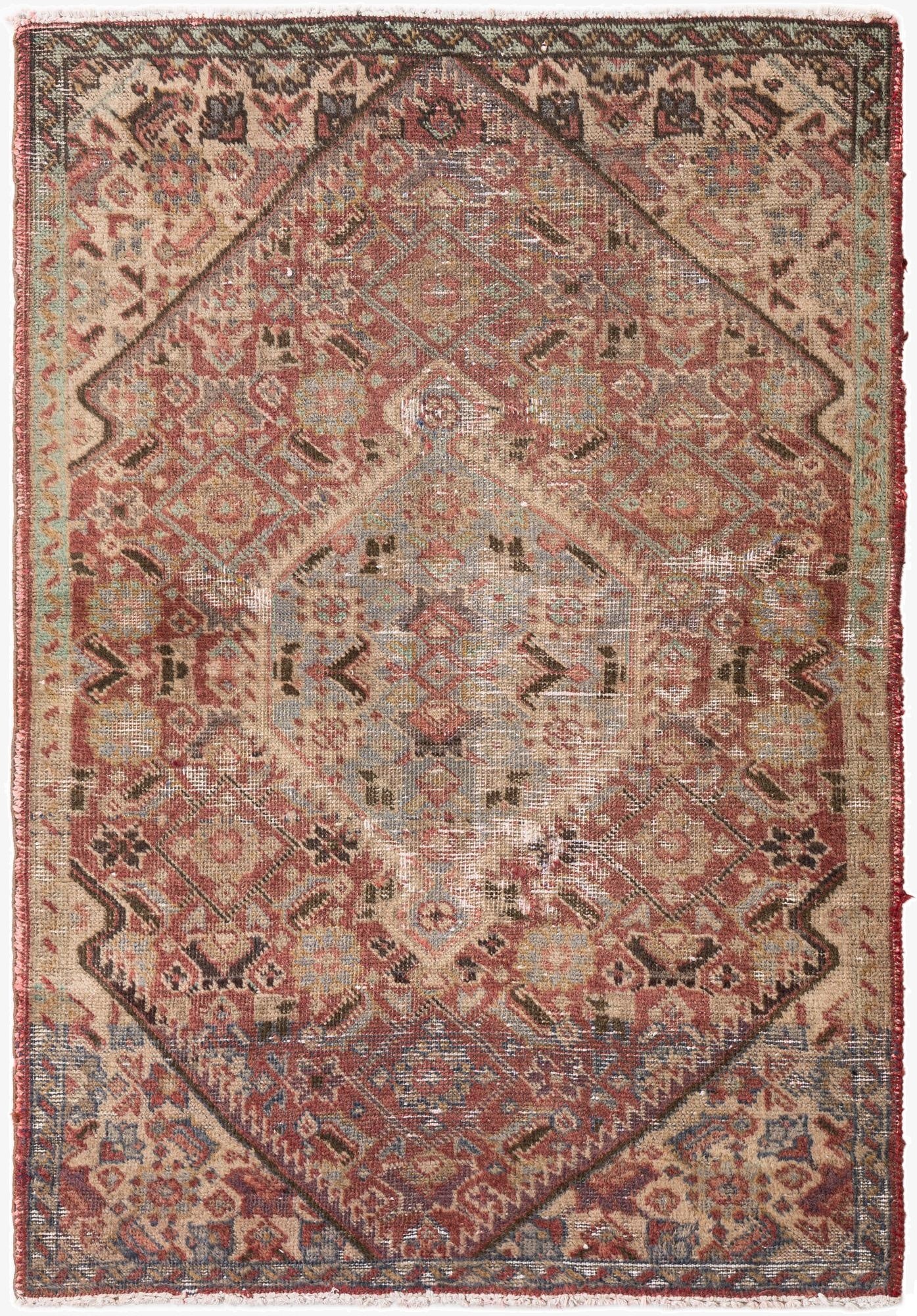  3' 4 x 4' 9  Hand Knotted Ultra Vintage Persian Wool Rug