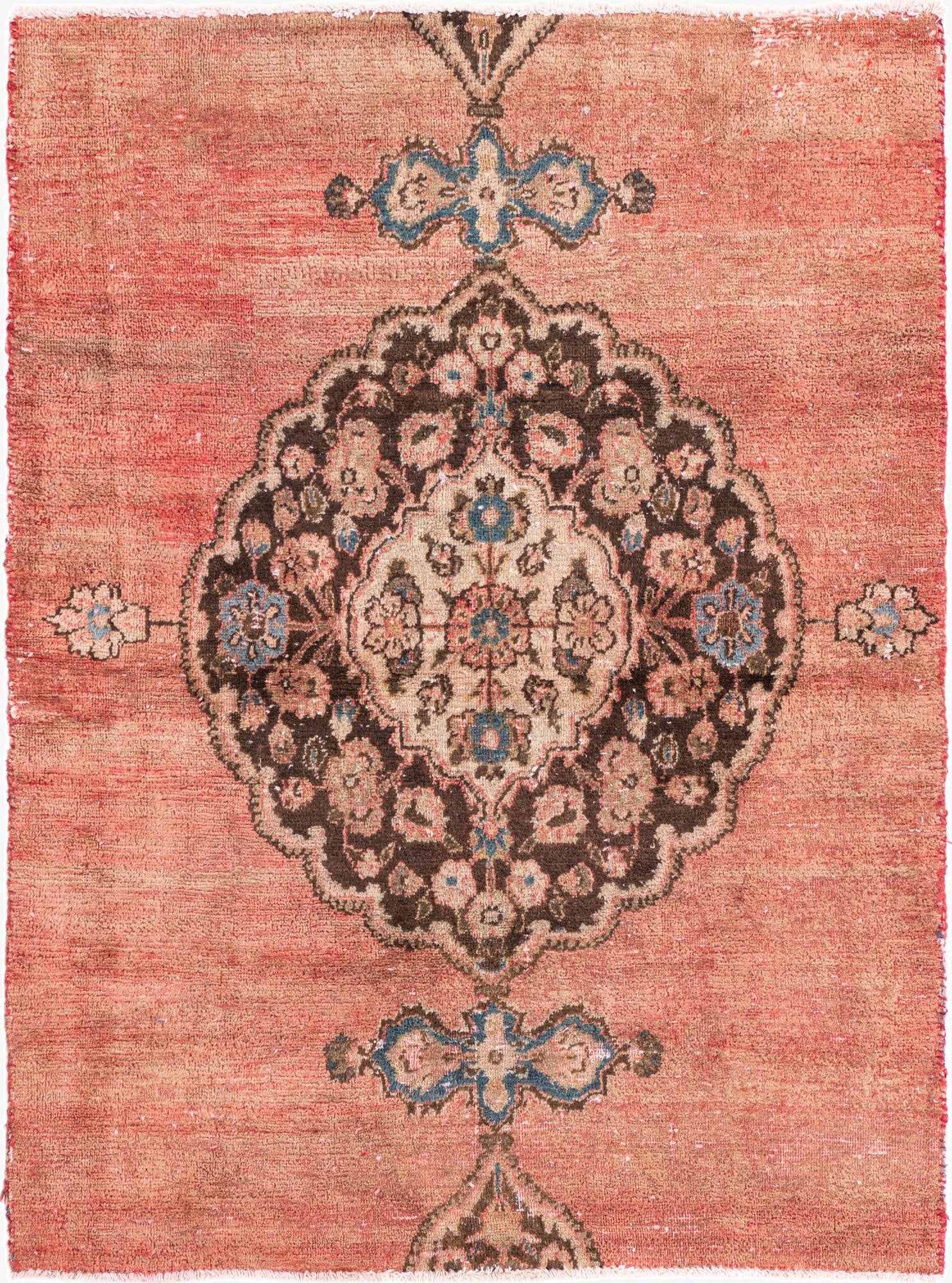  4' 1 x 5' 5  Hand Knotted Ultra Vintage Persian Wool Rug