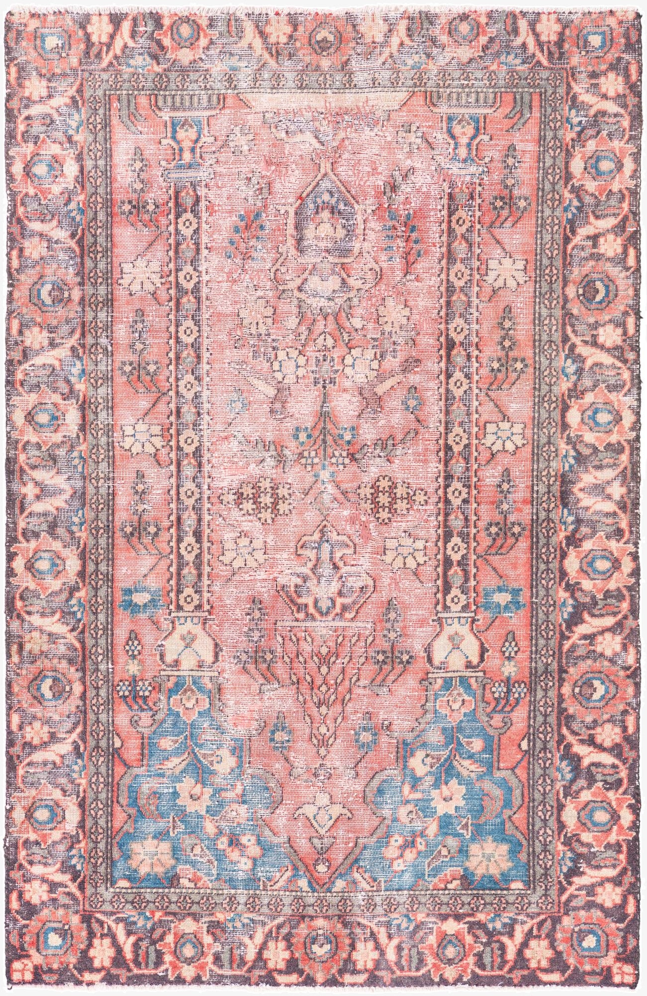  3' 9 x 5' 10  Hand Knotted Ultra Vintage Persian Wool Rug