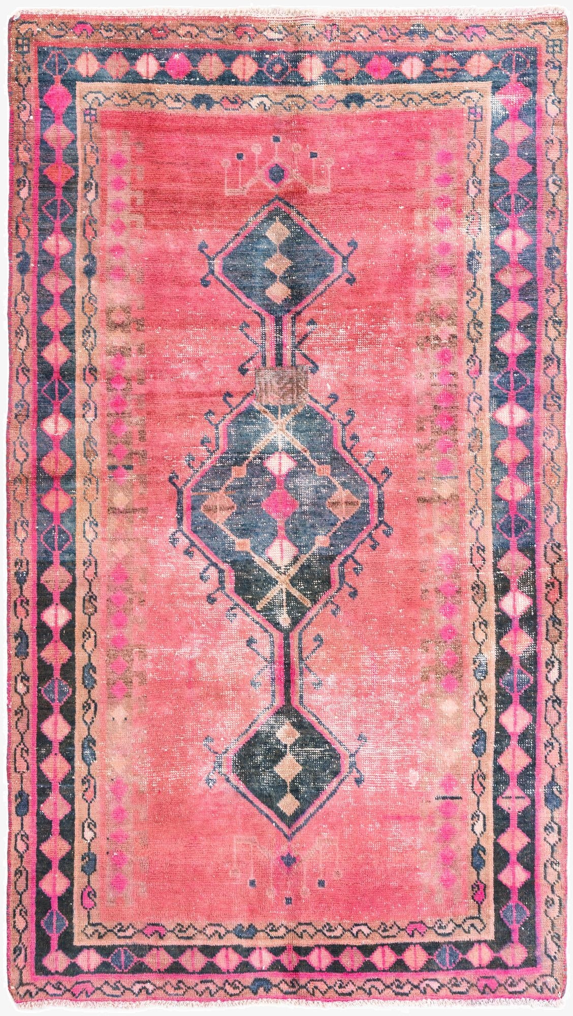  4' 2 x 7'  Hand Knotted Ultra Vintage Persian Wool Rug