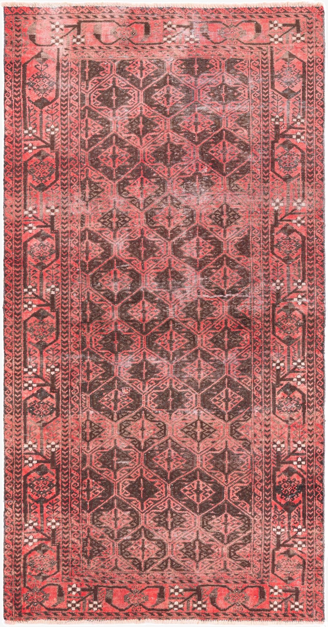  3' 7 x 7'  Hand Knotted Ultra Vintage Persian Wool Rug