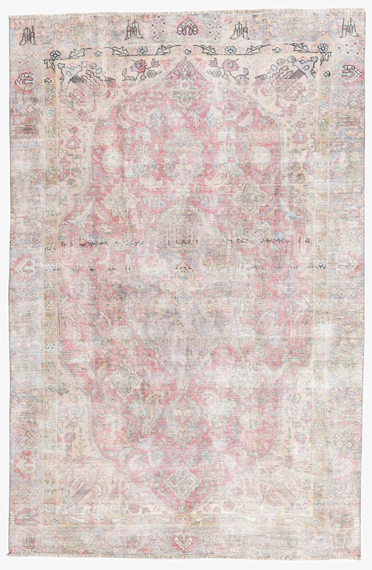  6' x 9' 2  Hand Knotted Ultra Vintage Persian Wool Rug