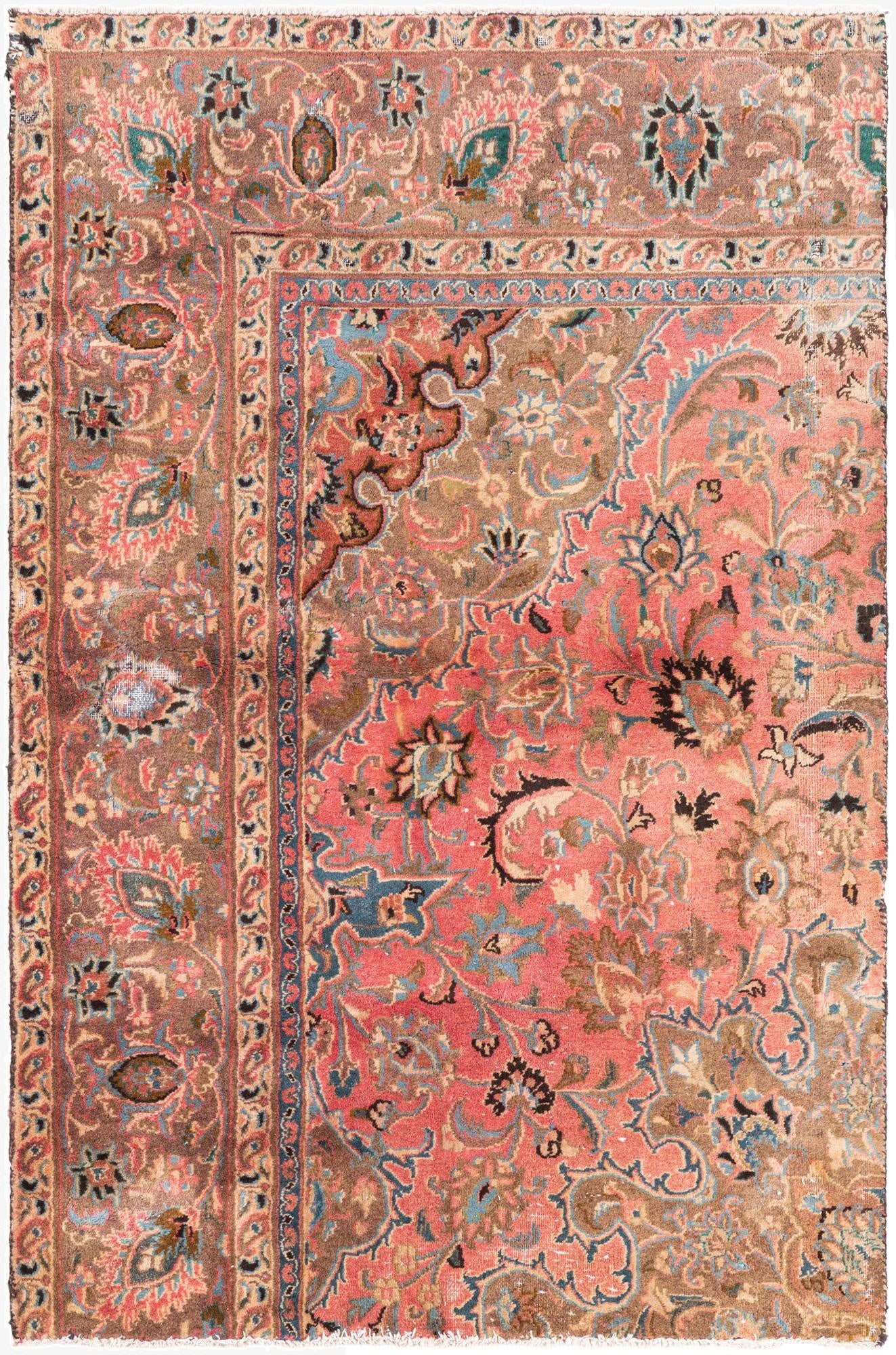  3' 9 x 5' 10  Hand Knotted Ultra Vintage Persian Wool Rug