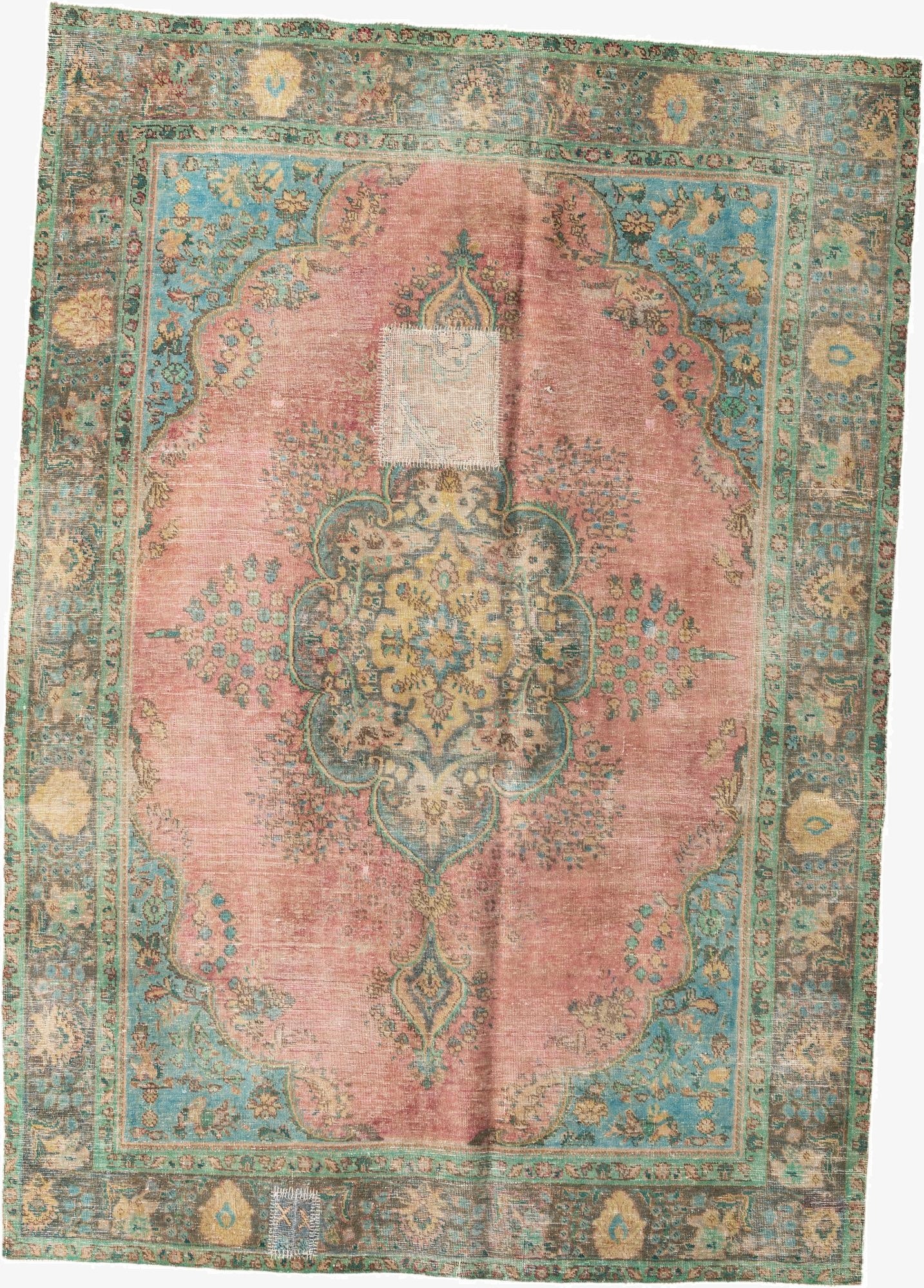  6' 7 x 9' 4  Hand Knotted Ultra Vintage Persian Wool Rug
