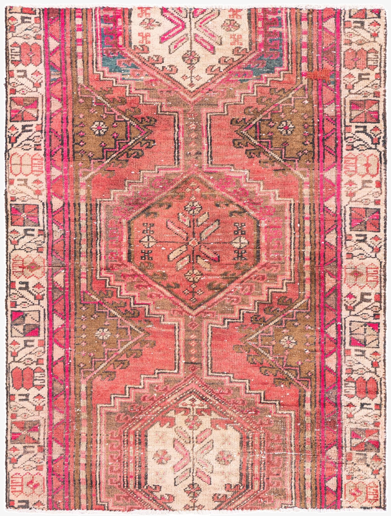  3' 3 x 4' 2  Hand Knotted Ultra Vintage Persian Wool Rug