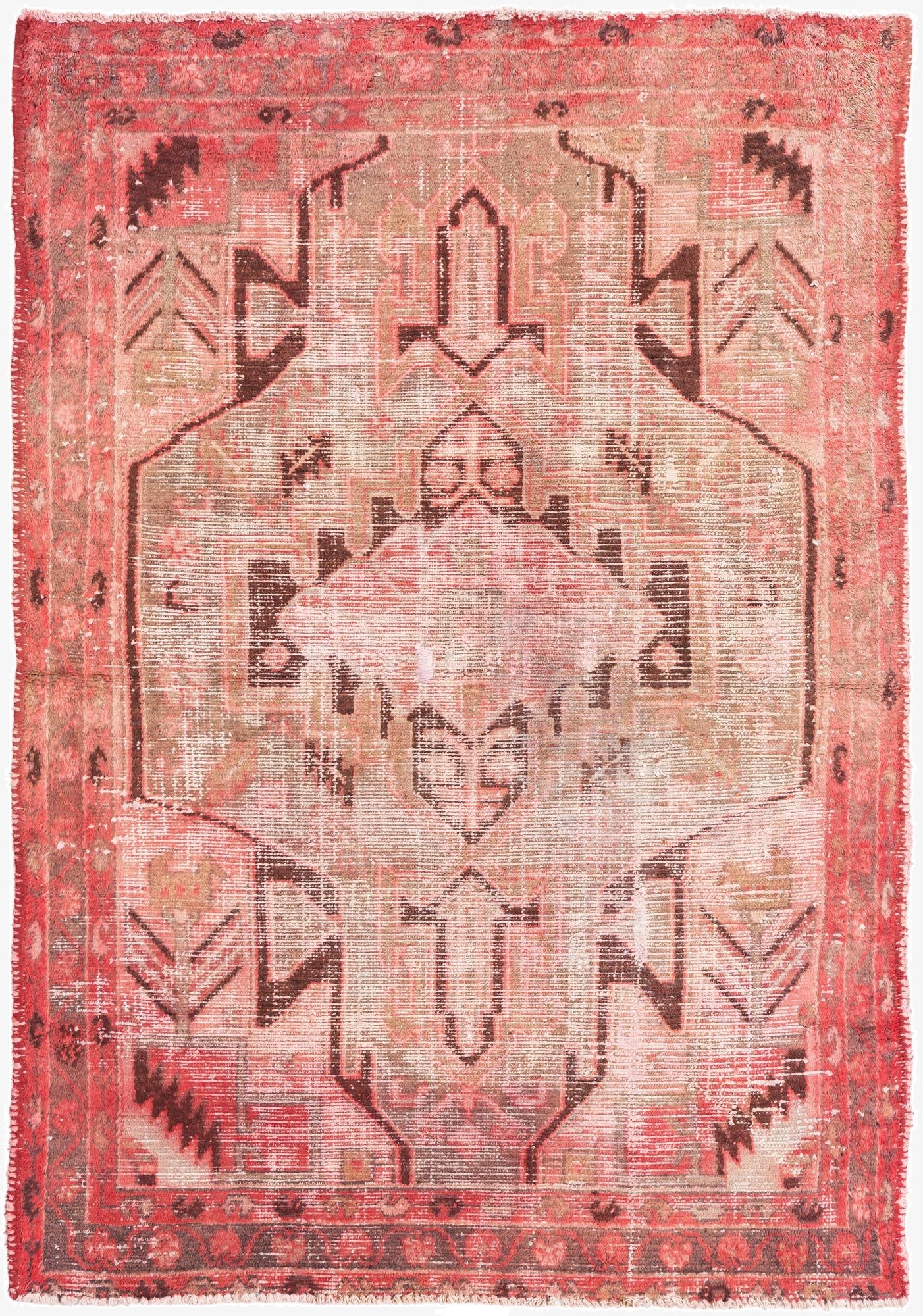  4' 4 x 6' 3  Hand Knotted Ultra Vintage Persian Wool Rug