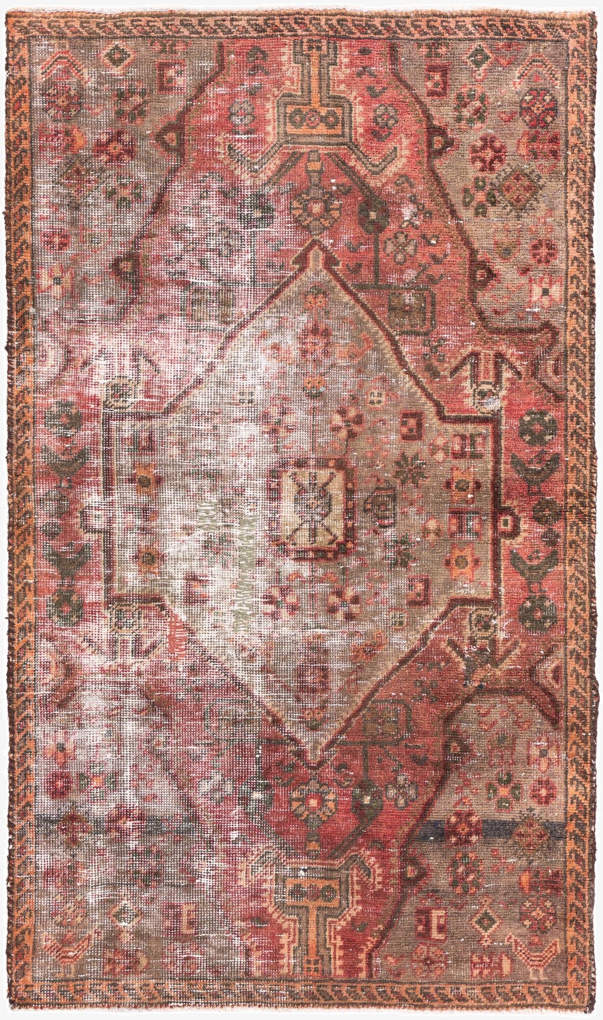  3' 1 x 5' 2  Hand Knotted Ultra Vintage Persian Wool Rug