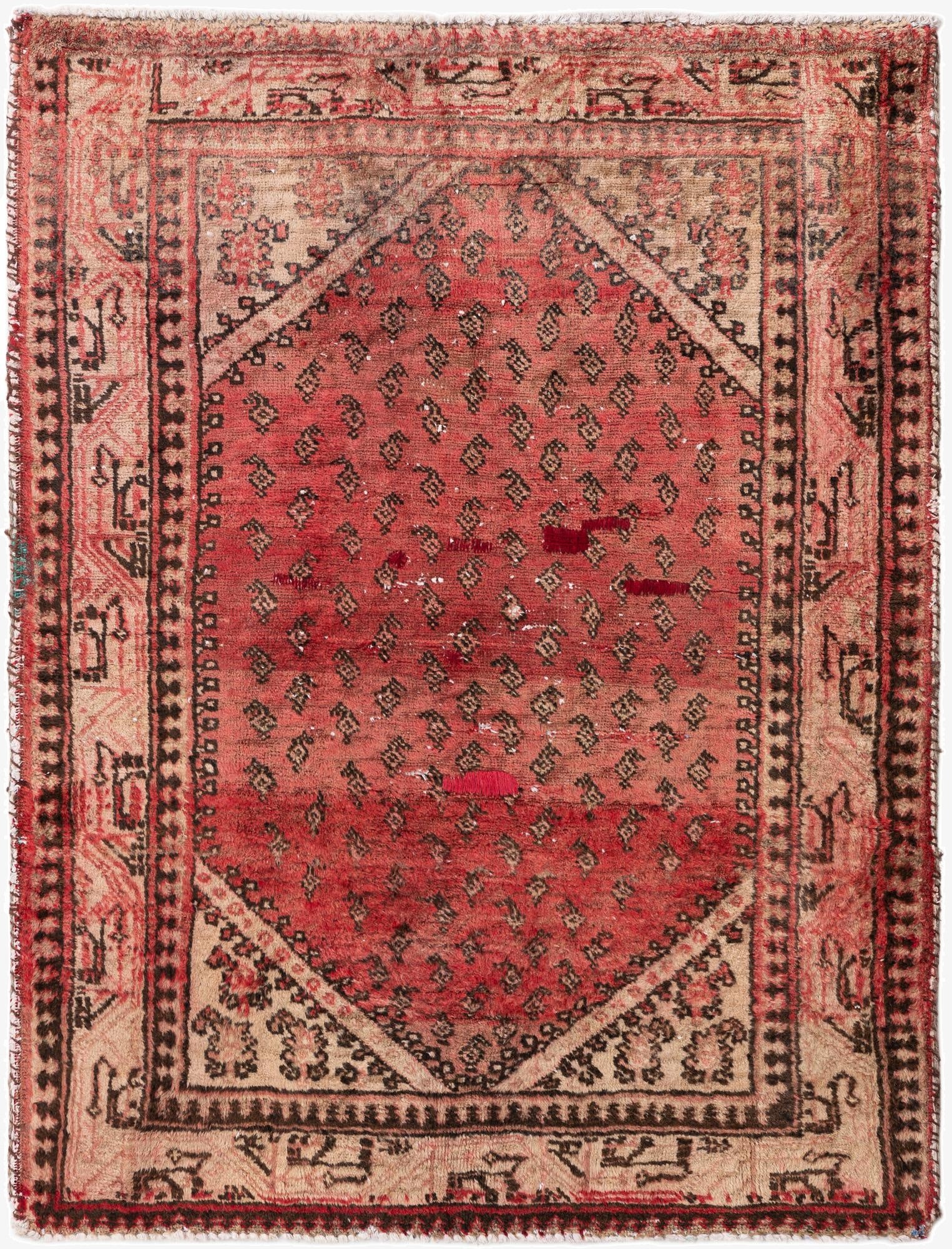  3' 9 x 4' 10  Hand Knotted Ultra Vintage Persian Wool Rug