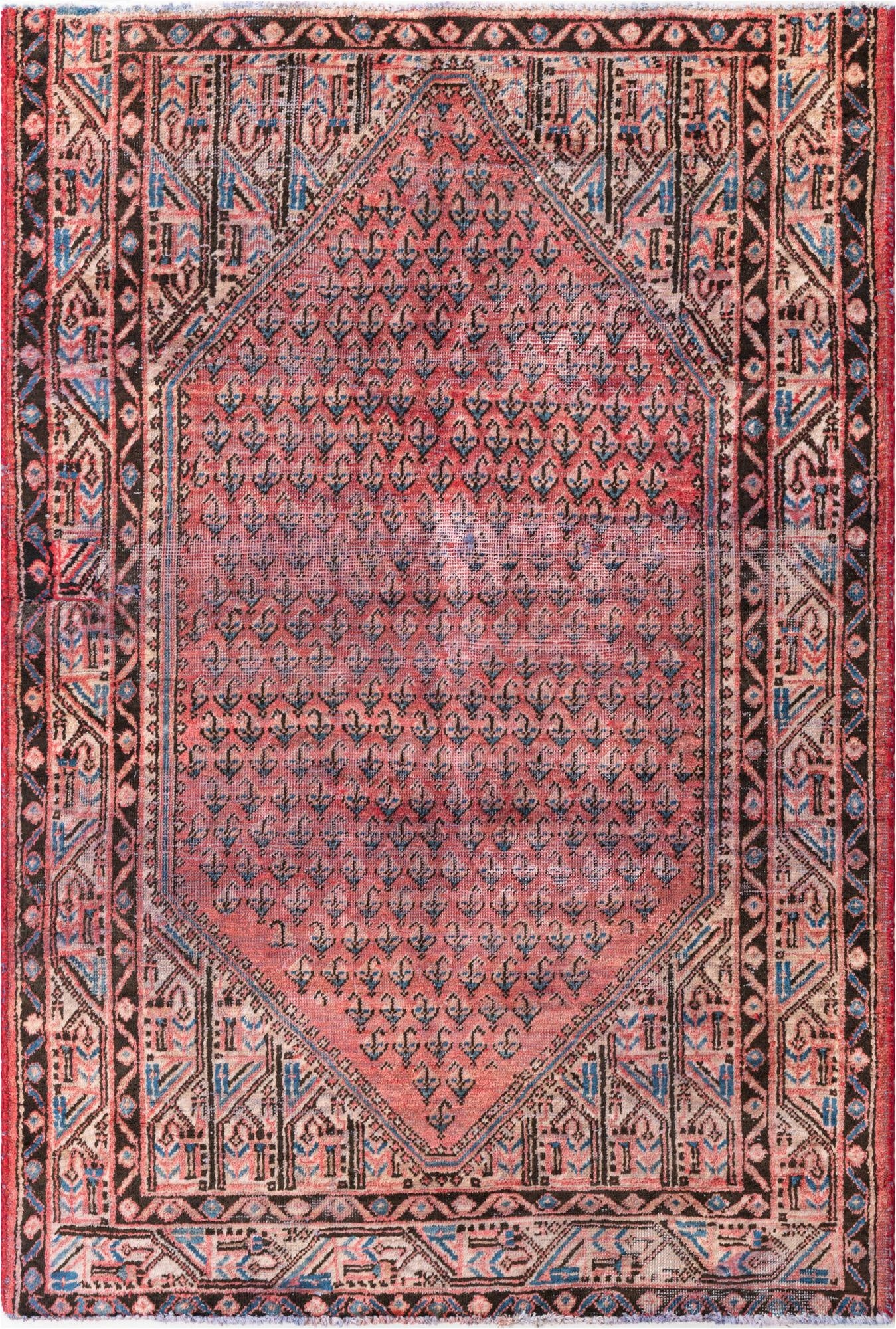  4' 5 x 6' 6  Hand Knotted Ultra Vintage Persian Wool Rug