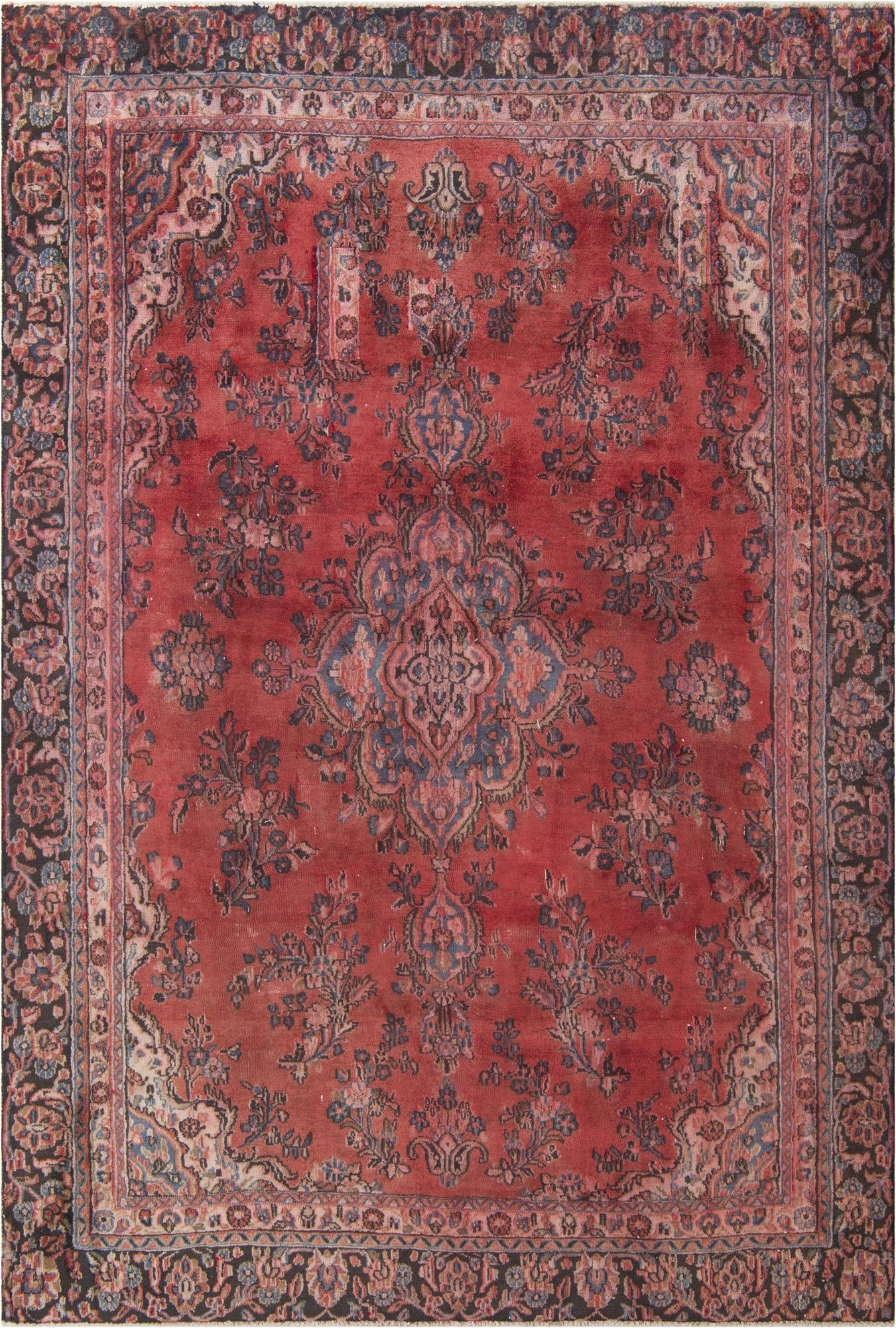  7' 1 x 10' 5  Hand Knotted Ultra Vintage Persian Wool Rug