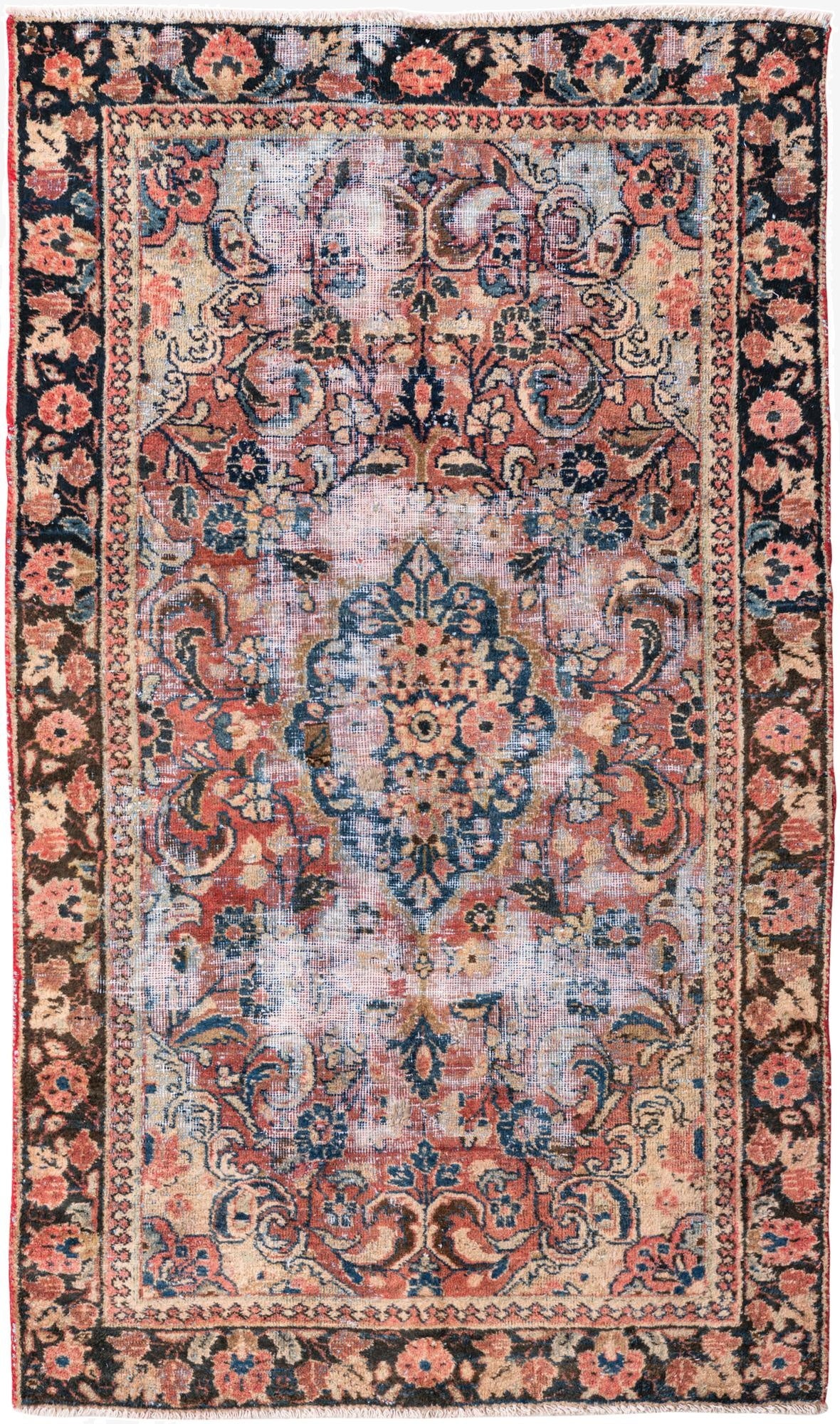  3' 10 x 6' 6  Hand Knotted Ultra Vintage Persian Wool Rug