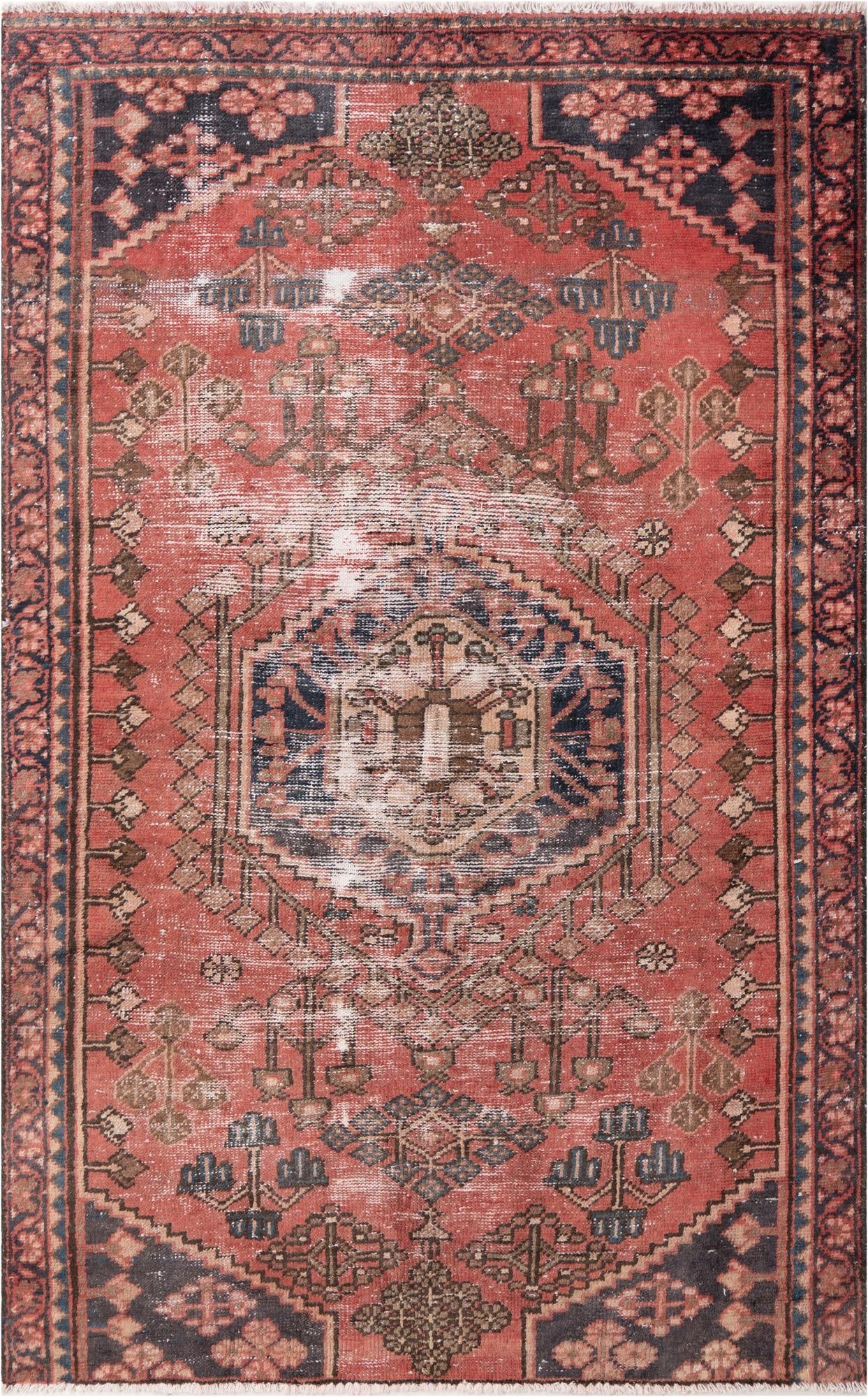  3' 9 x 6' 3  Hand Knotted Ultra Vintage Persian Wool Rug