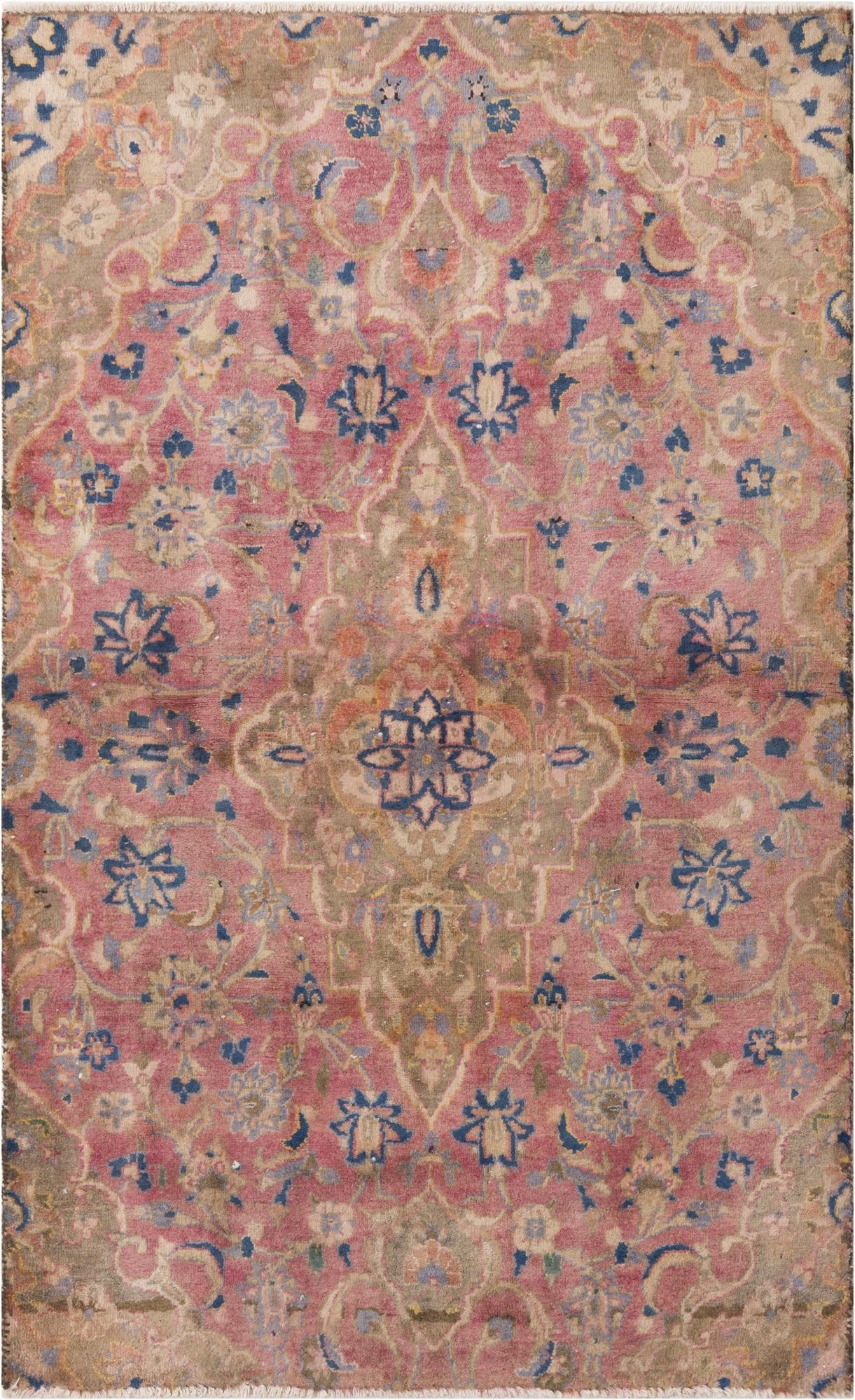  3' 3 x 5' 3  Hand Knotted Ultra Vintage Persian Wool Rug