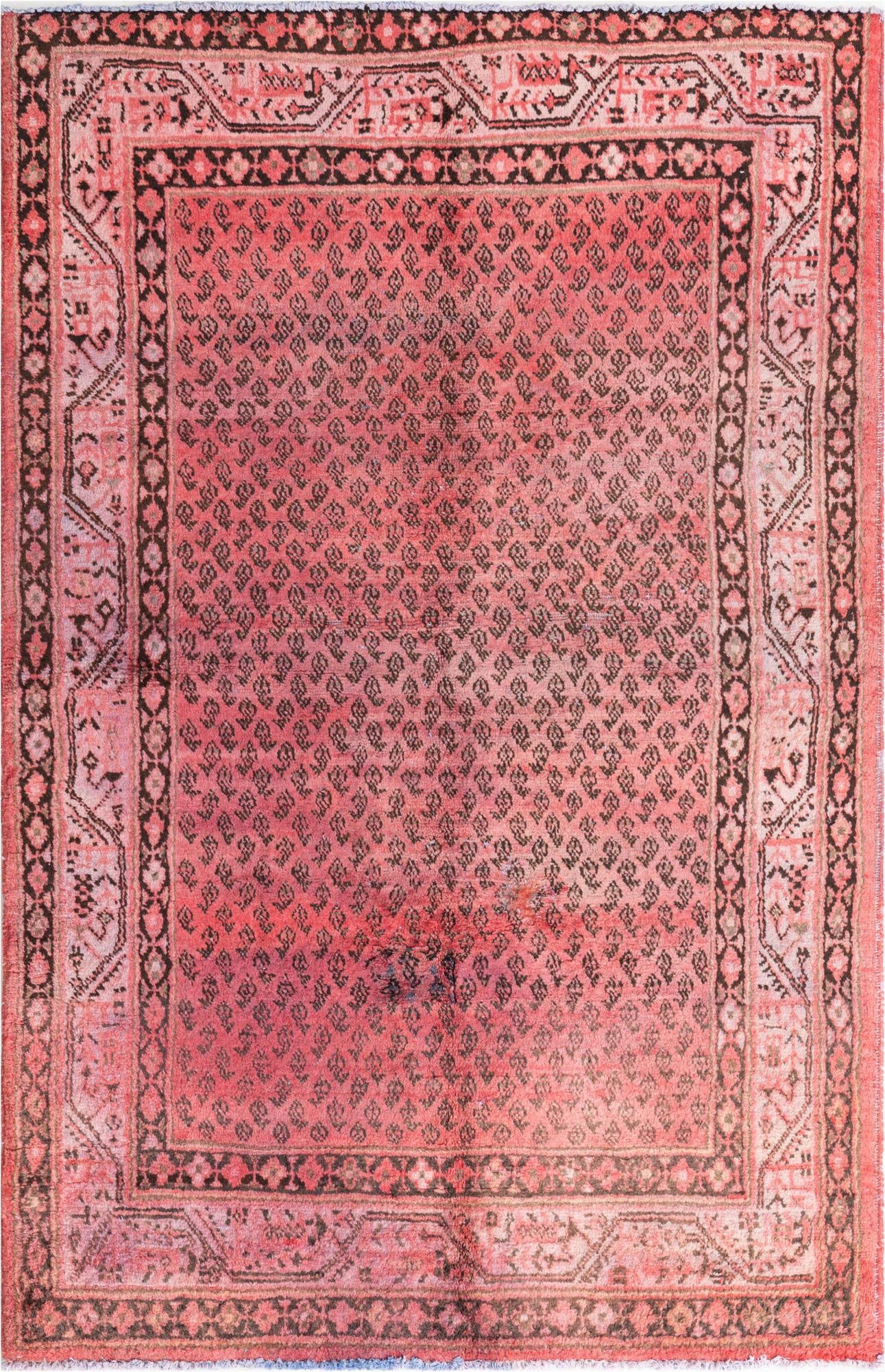  4' 4 x 6' 9  Hand Knotted Ultra Vintage Persian Wool Rug