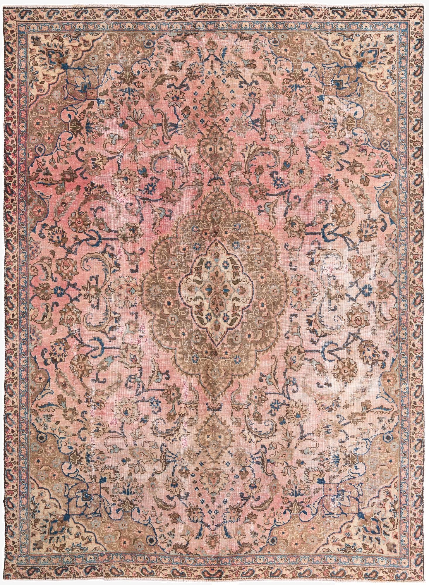  7' 4 x 10'  Hand Knotted Ultra Vintage Persian Wool Rug