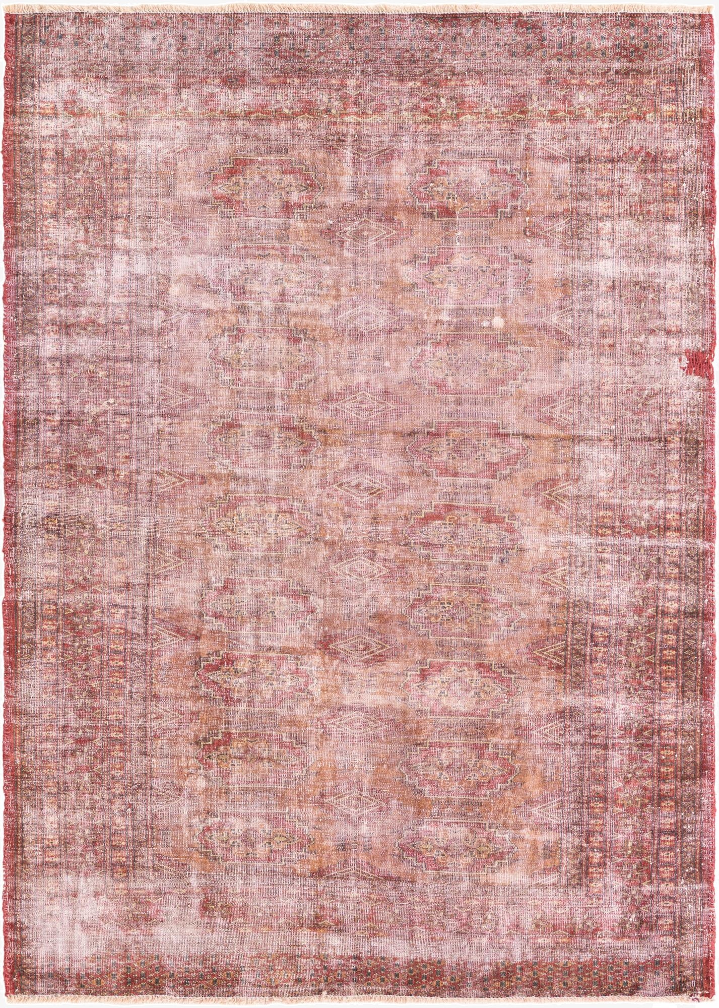  4' 2 x 5' 10  Hand Knotted Ultra Vintage Persian Wool Rug