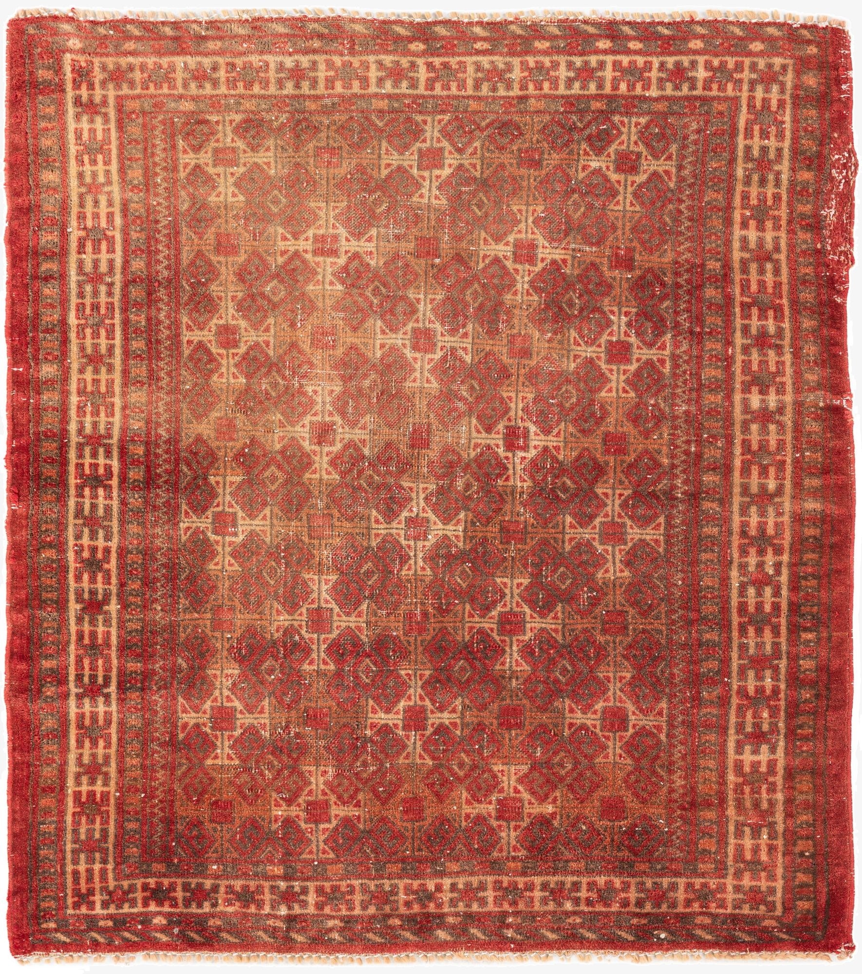  3' 3 x 3' 9  Hand Knotted Ultra Vintage Persian Wool Rug