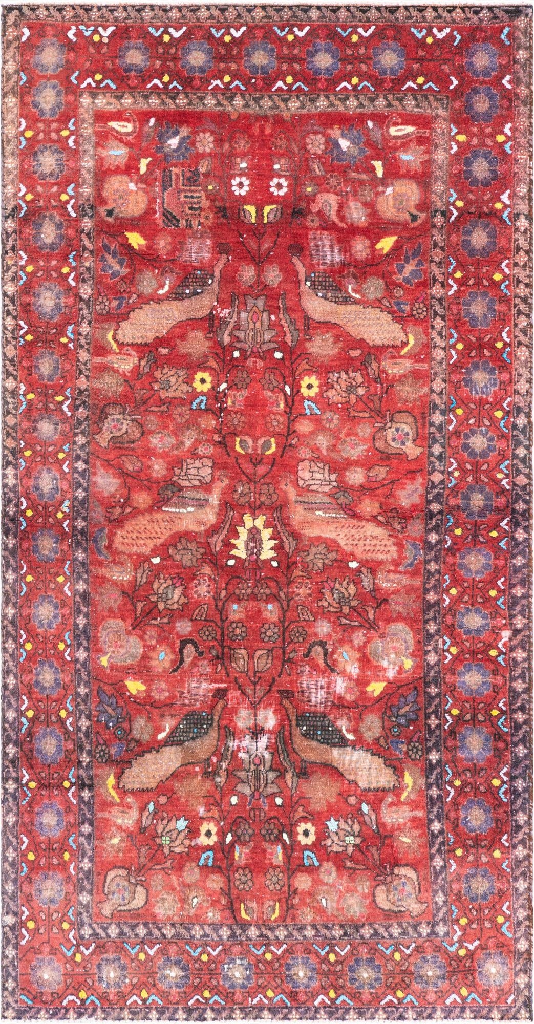  3' 6 x 6' 5  Hand Knotted Ultra Vintage Persian Wool Rug