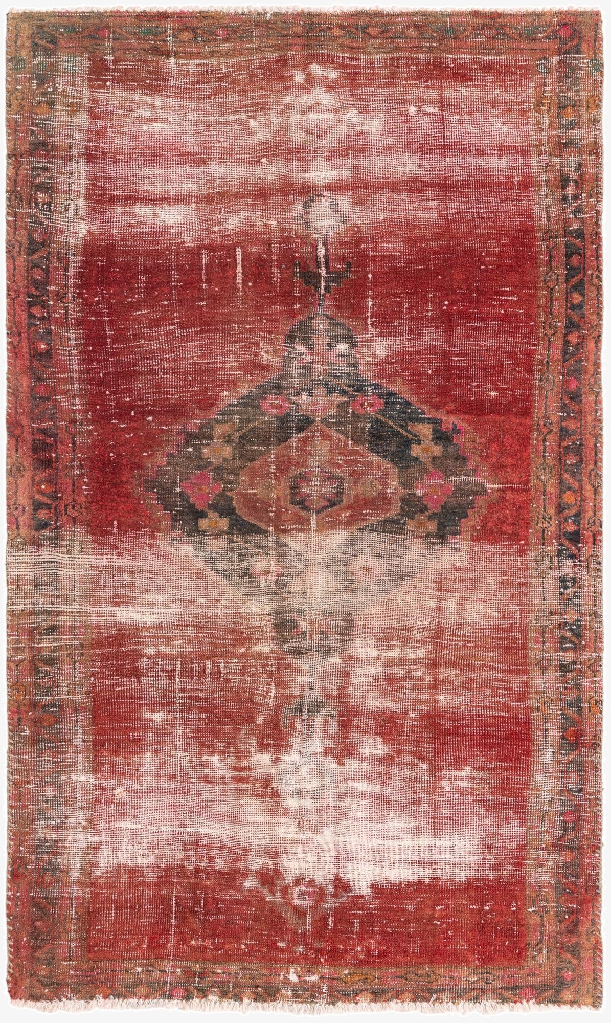  4' 1 x 6' 9  Hand Knotted Ultra Vintage Persian Wool Rug