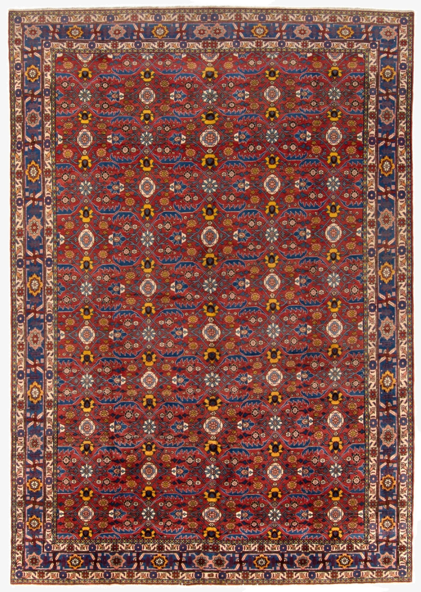  7' 1 x 10' 2  Hand Knotted Veramin Persian Wool Rug