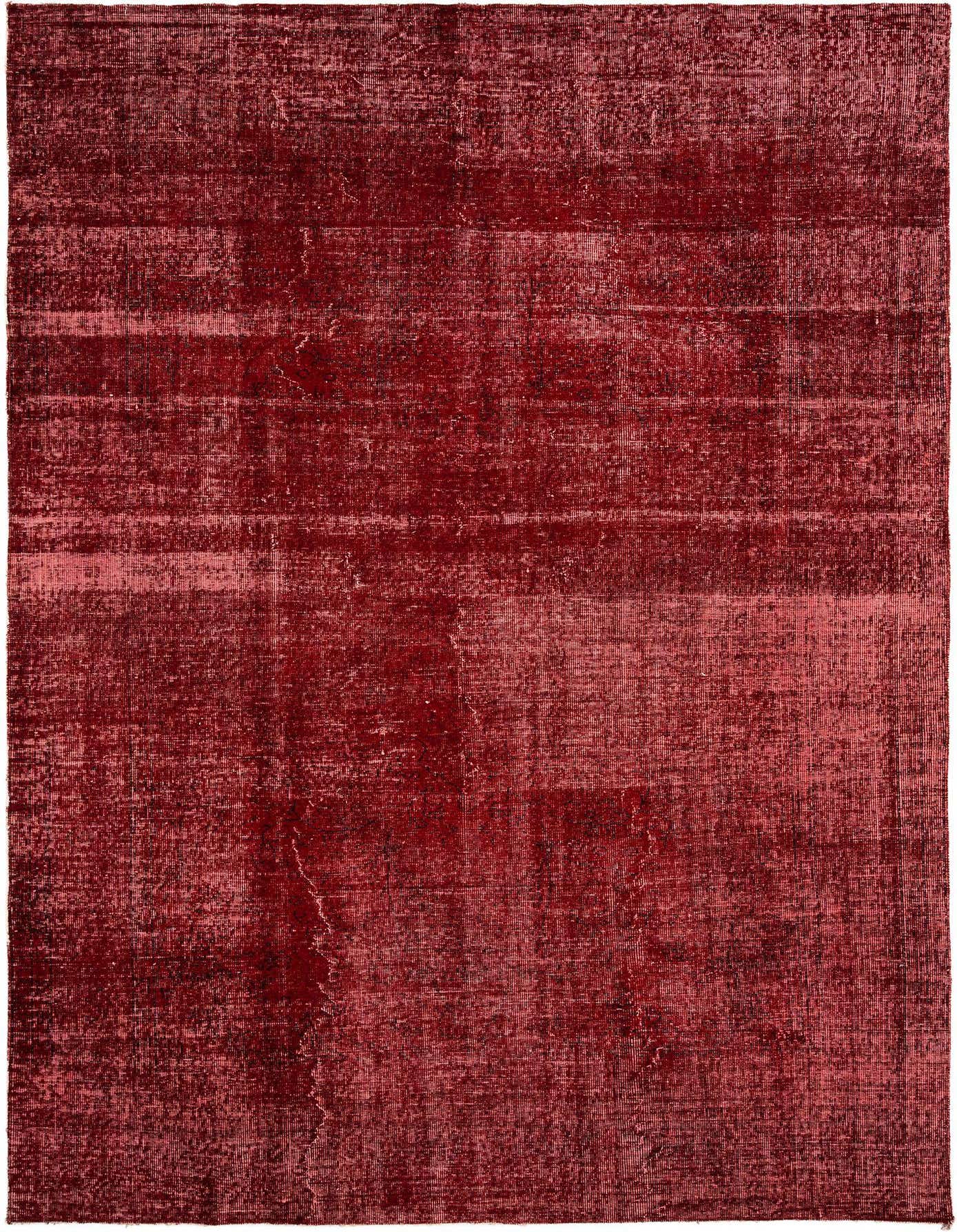 A 6x9 rectangular Rugs.com Vintage Royal rug in varying shades of red with a distressed Persian pattern.