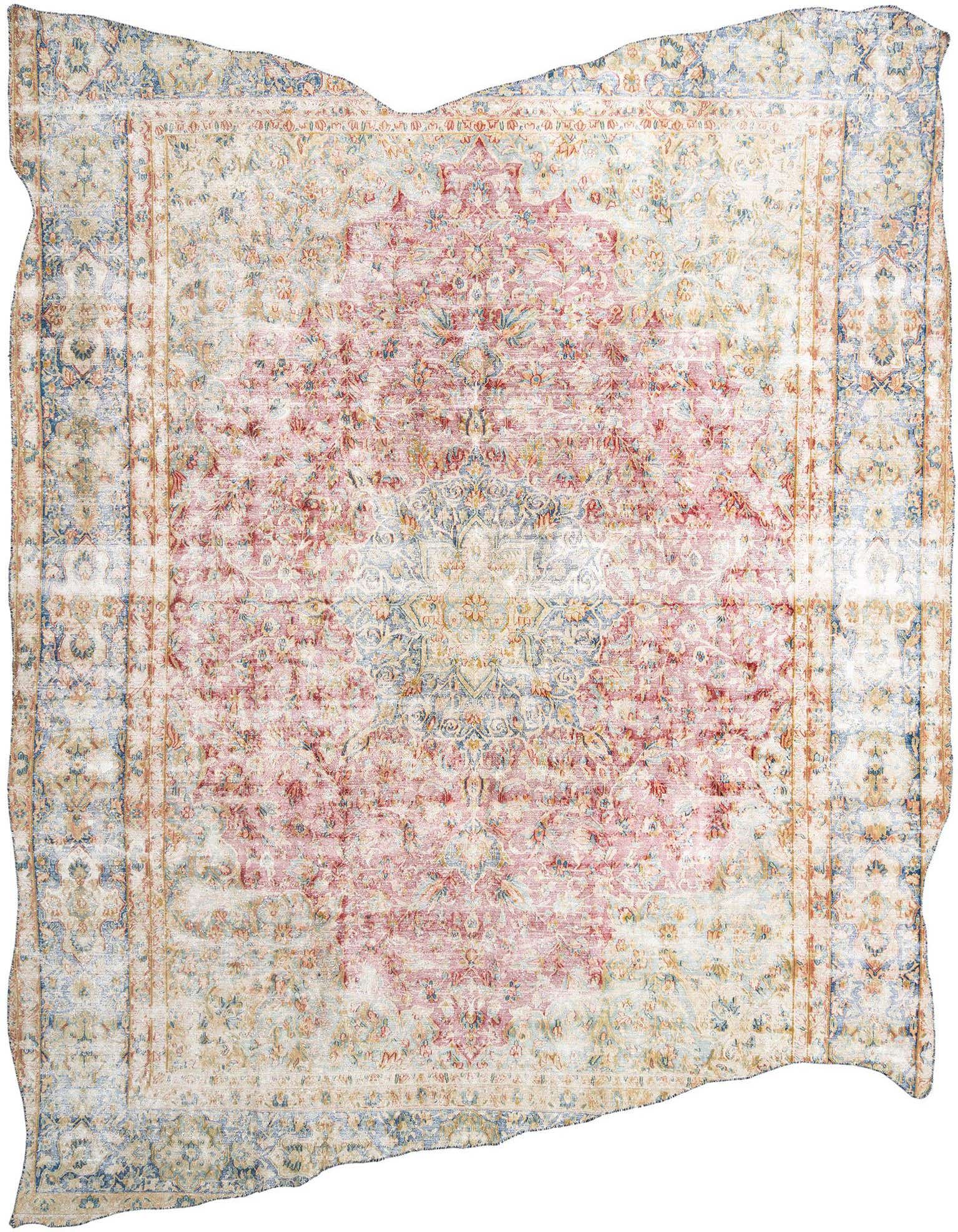 A 9x12 rectangular Rugs.com Vintage Royal Persian rug with a faded red and blue medallion pattern on a cream background.