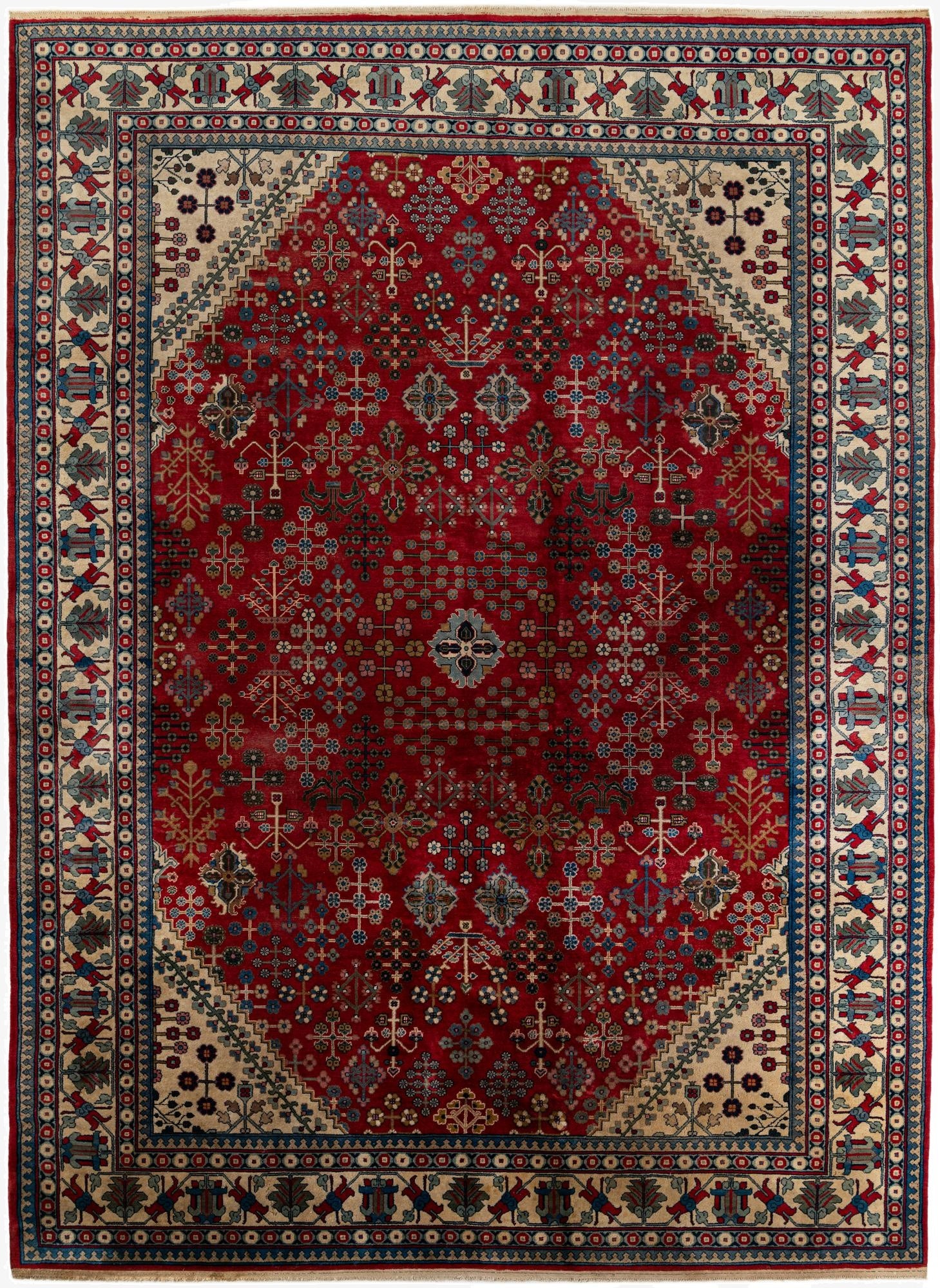  9' 9 x 13' 7  Hand Knotted Yalameh Wool Rug