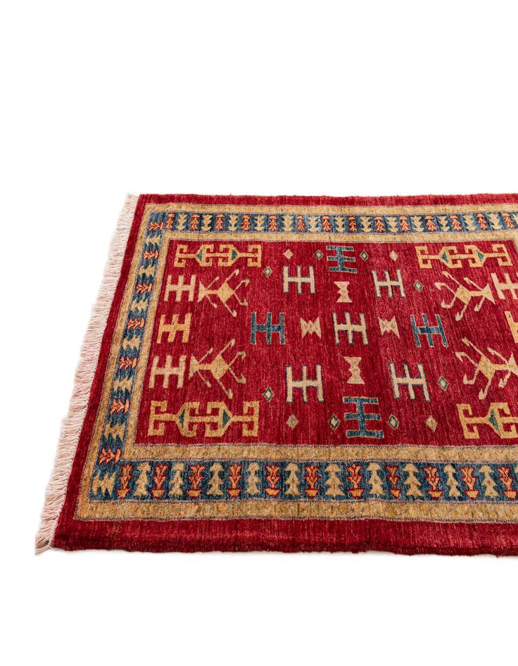 Detail image of  3' 4 x 4' 8  Hand Knotted Ziegler Wool Rug