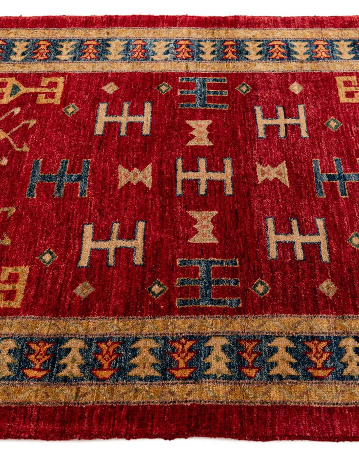 Detail image of  3' 4 x 4' 8  Hand Knotted Ziegler Wool Rug