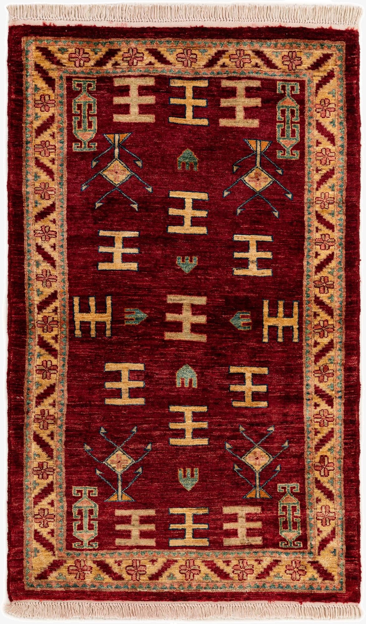  3' 5 x 5' 6  Hand Knotted Ziegler Wool Rug