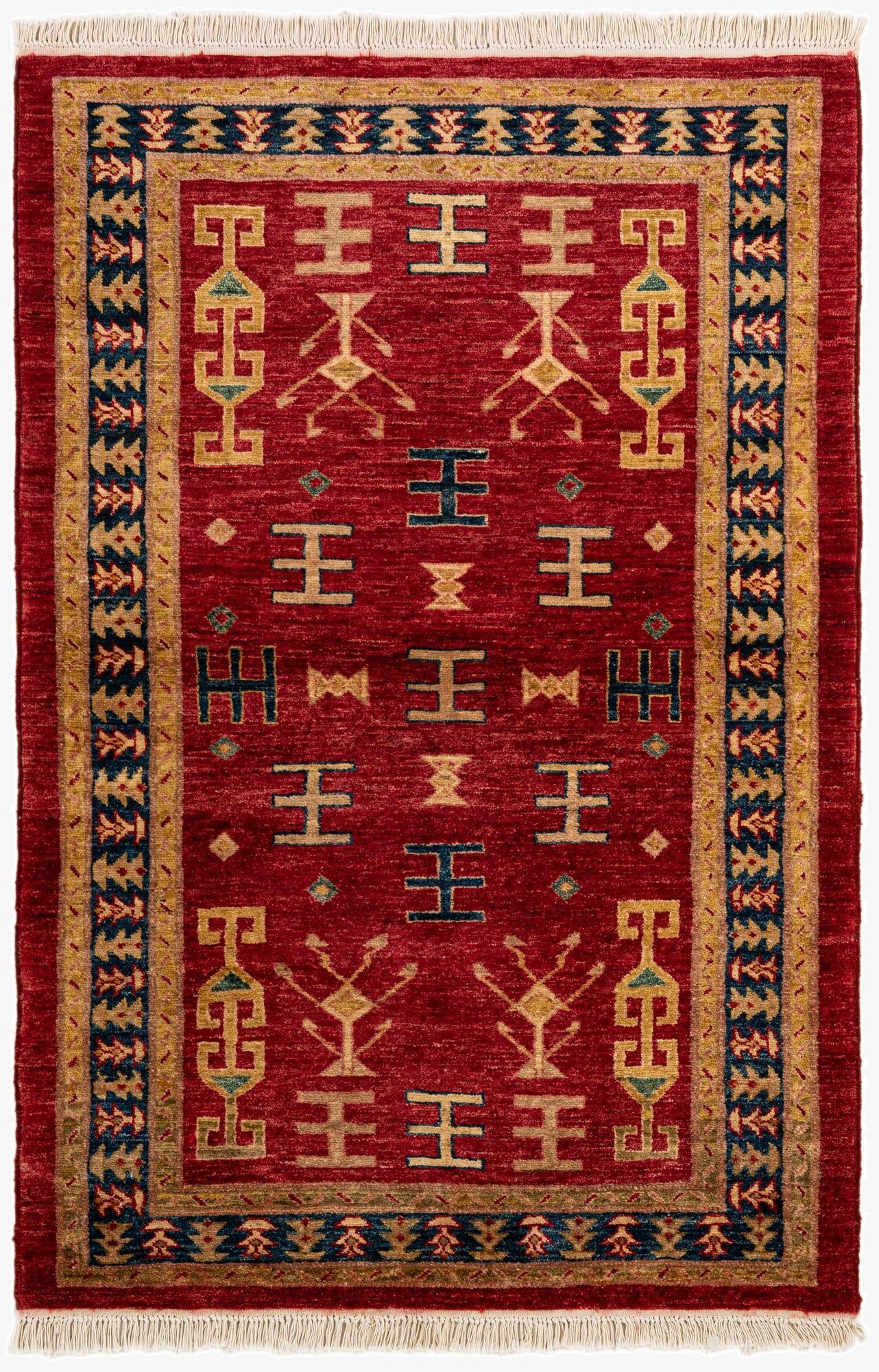  3' 5 x 5' 2  Hand Knotted Ziegler Wool Rug