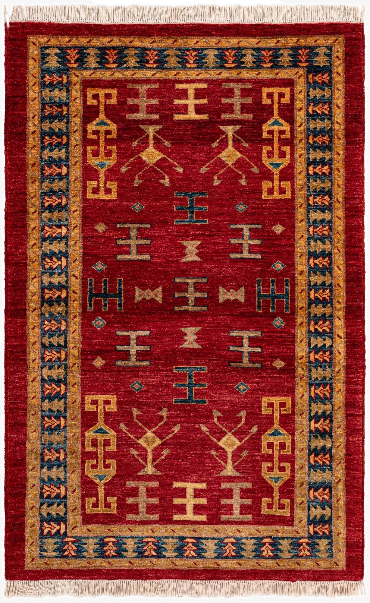  3' 5 x 5' 2  Hand Knotted Ziegler Wool Rug