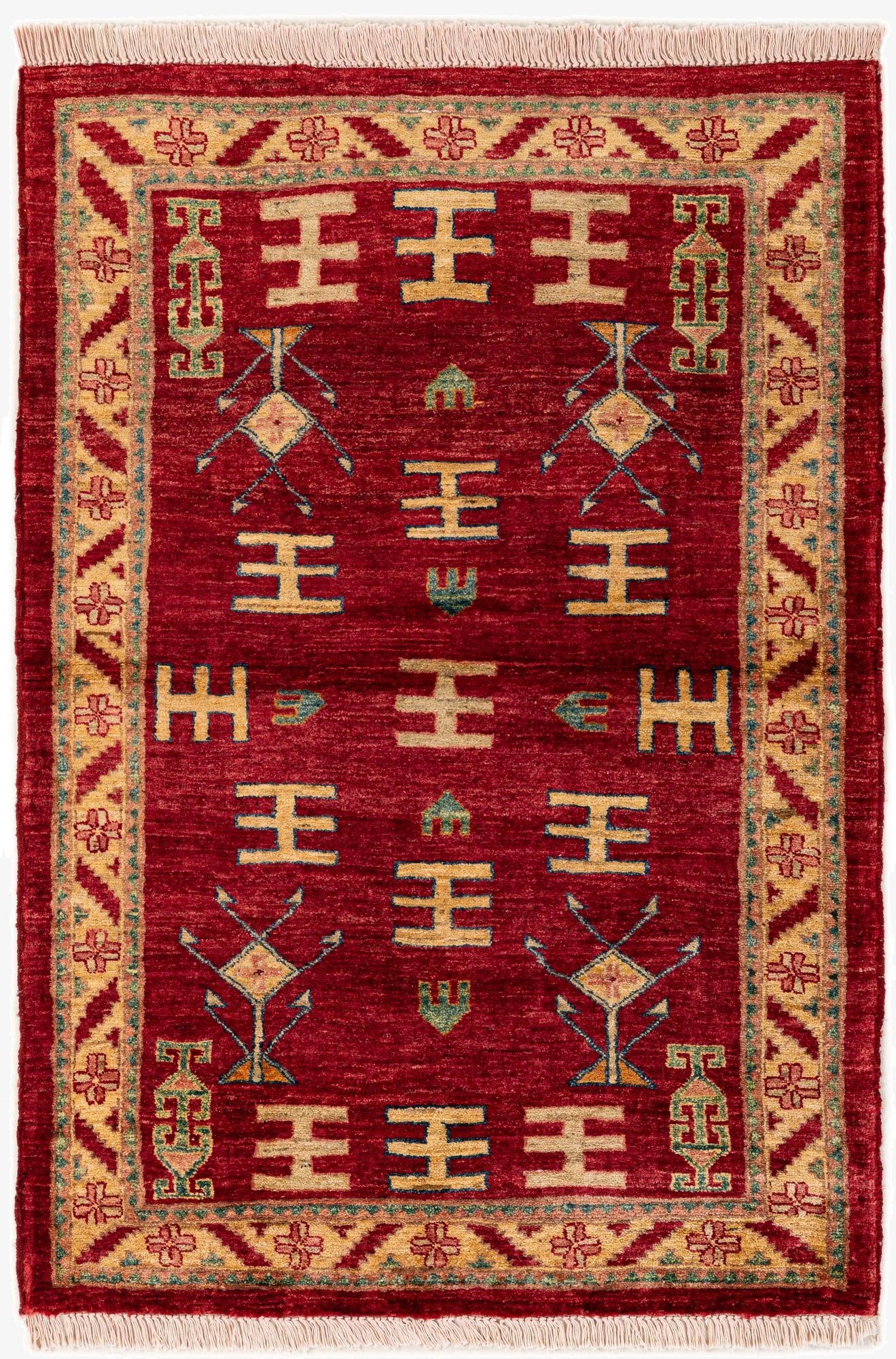  3' 5 x 4' 10  Hand Knotted Ziegler Wool Rug
