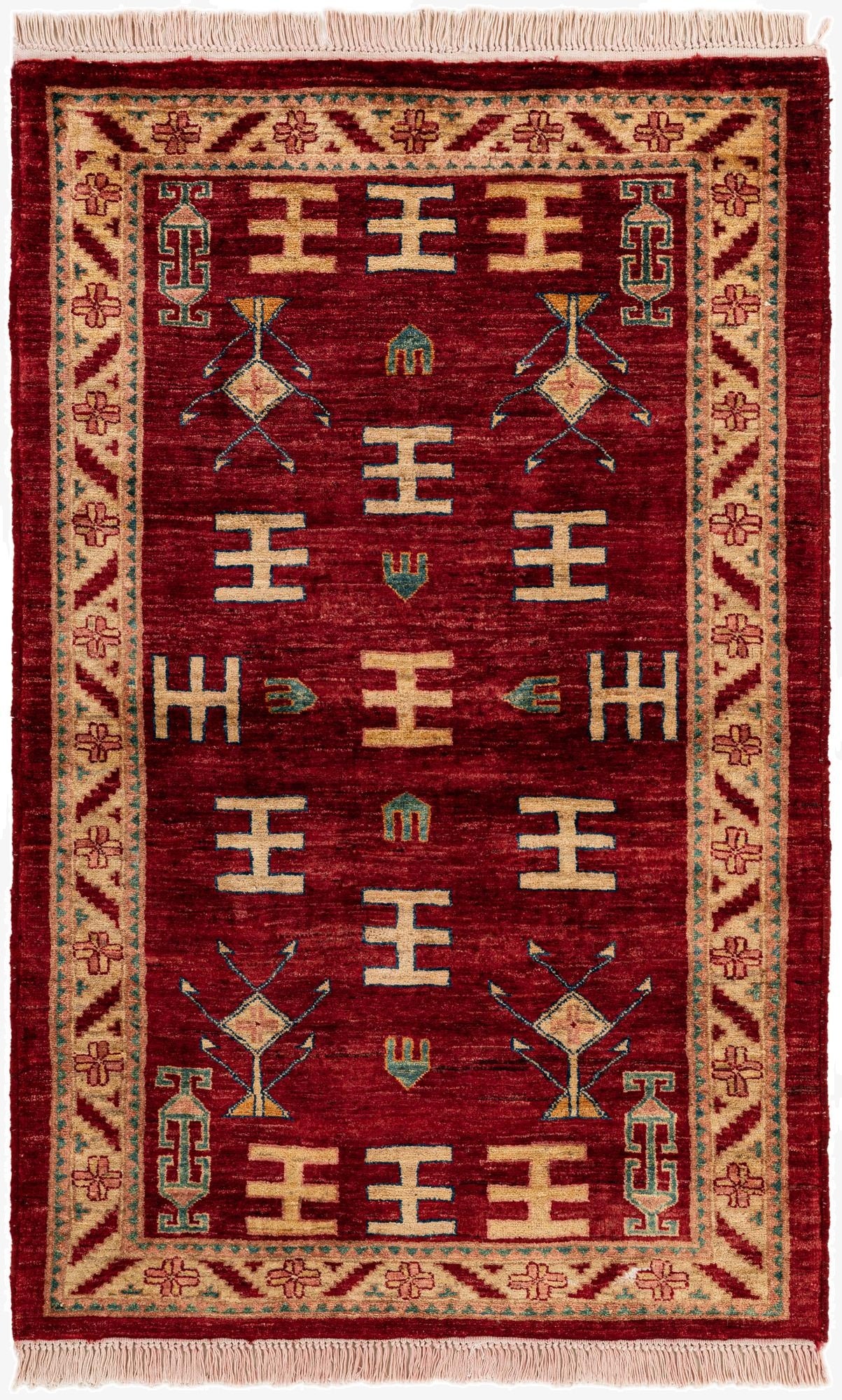  3' 3 x 5' 1  Hand Knotted Ziegler Wool Rug