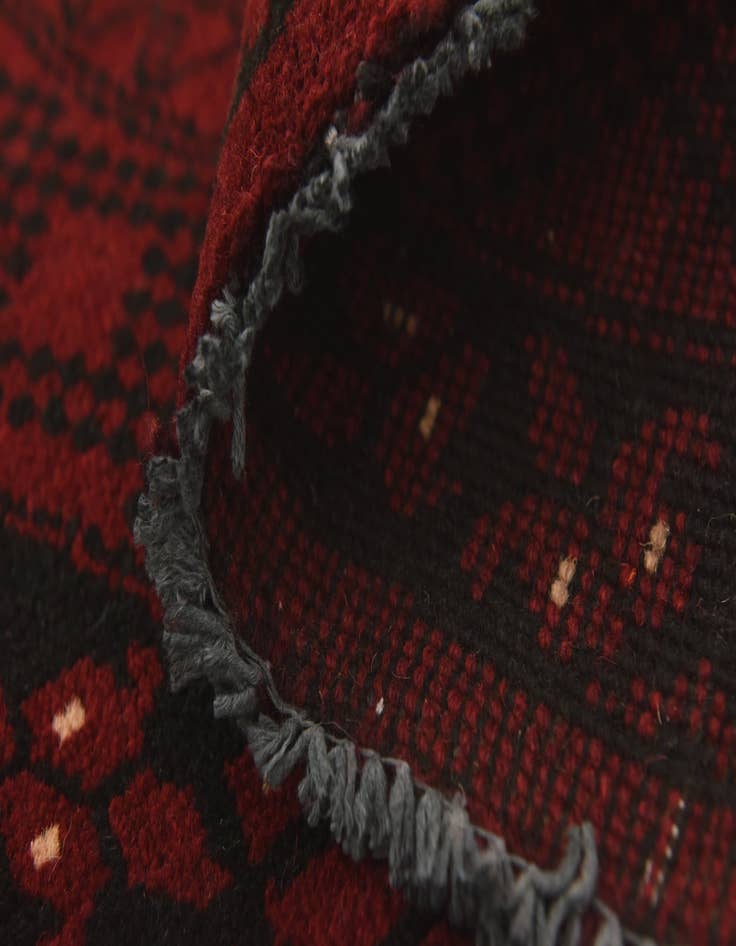 Detail image of  4' x 4' 1  Hand Knotted Afghan Akhche Wool Round Rug