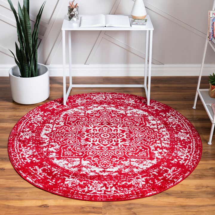 Red 7' 10 x 7' 10 Arlington Round Rug | Rugs.com