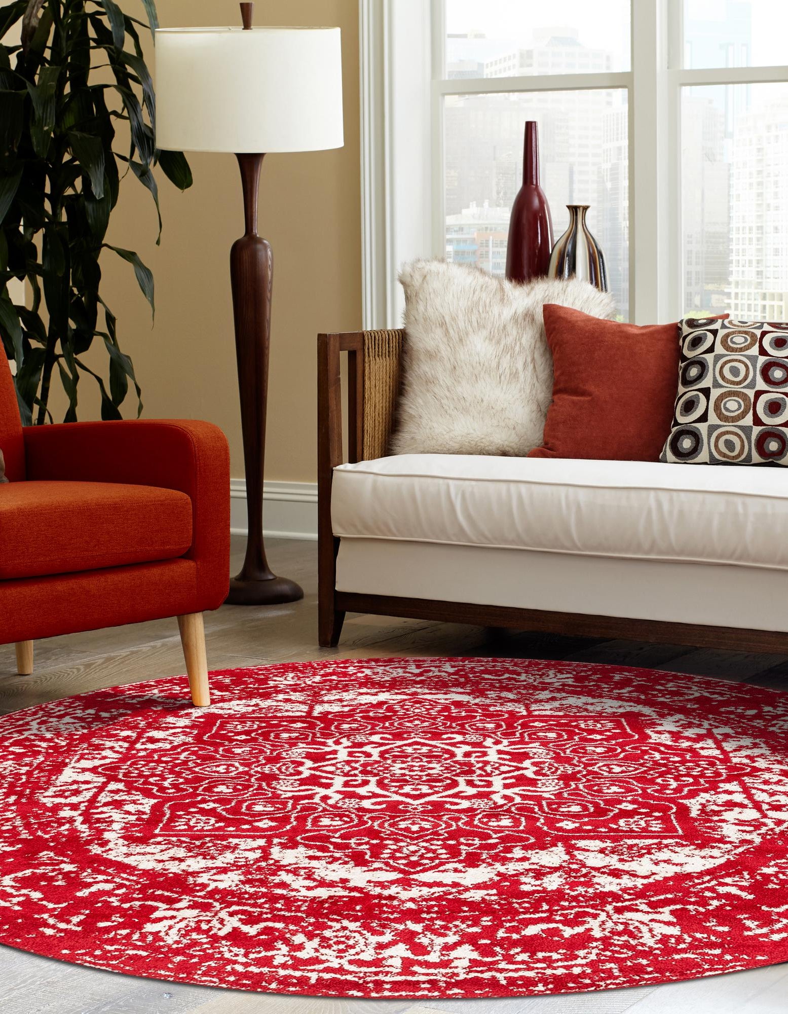 Red 7' 10 x 7' 10 Arlington Round Rug | Rugs.com