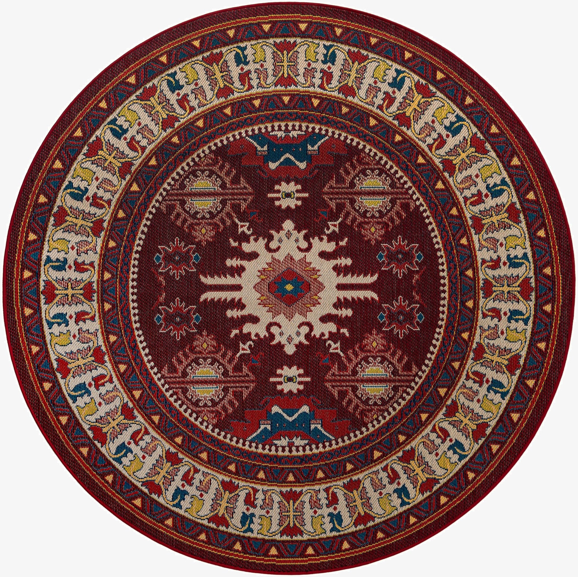  7' 10 x 7' 10  Washable Baja Indoor / Outdoor Round Rug
