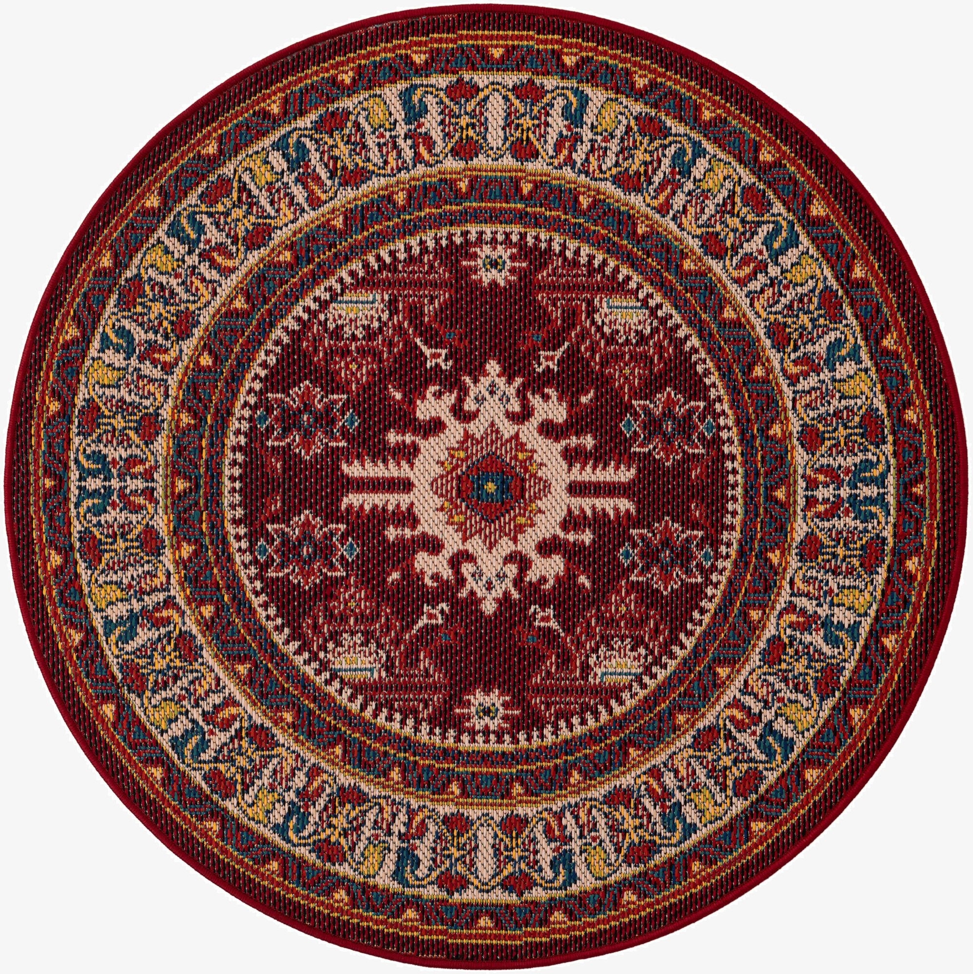  4' x 4'  Washable Baja Indoor / Outdoor Round Rug