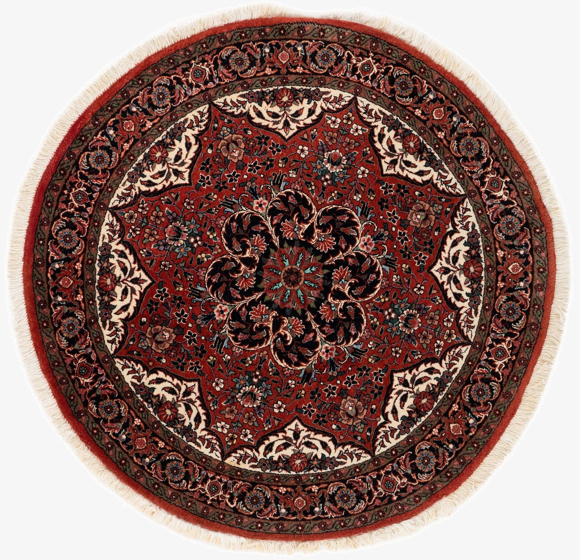  3' 5 x 3' 5 Bidjar With Silk Round Rug