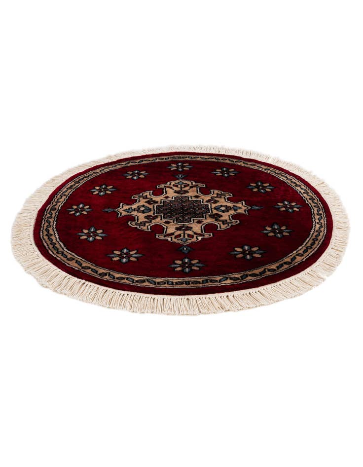 Detail image of  2' 6 x 2' 9  Hand Knotted Bokhara Oriental Wool Round Rug