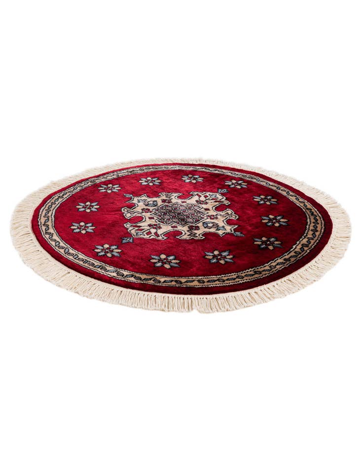 Detail image of  2' 6 x 2' 9  Hand Knotted Bokhara Oriental Wool Round Rug