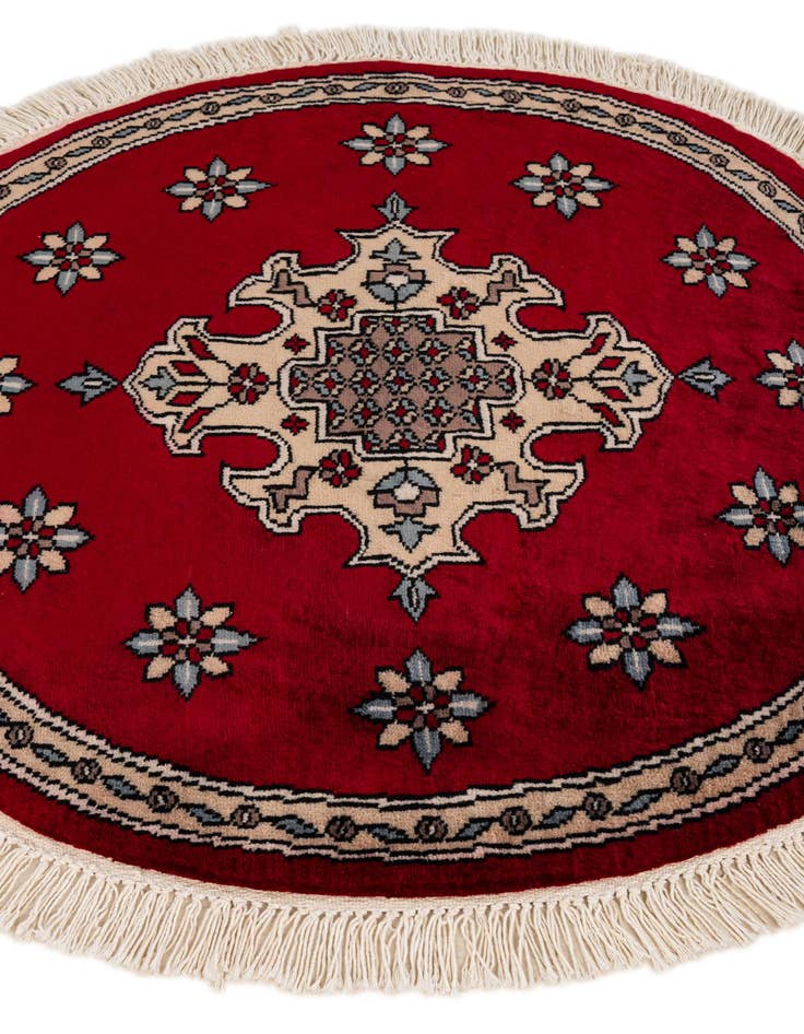 Detail image of  2' 6 x 2' 9  Hand Knotted Bokhara Oriental Wool Round Rug