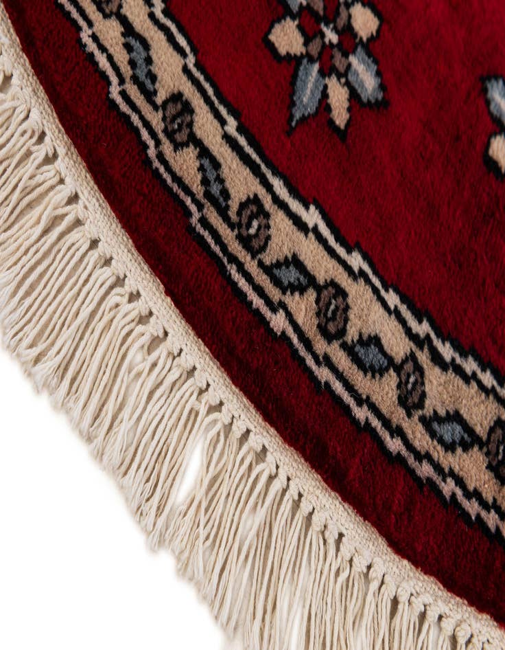 Detail image of  2' 6 x 2' 9  Hand Knotted Bokhara Oriental Wool Round Rug