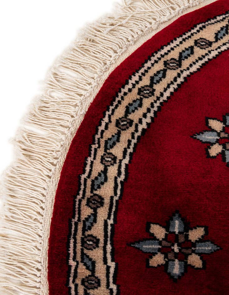 Detail image of  2' 6 x 2' 9  Hand Knotted Bokhara Oriental Wool Round Rug