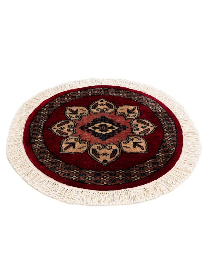 Detail image of  2' x 2'  Hand Knotted Bokhara Oriental Wool Round Rug