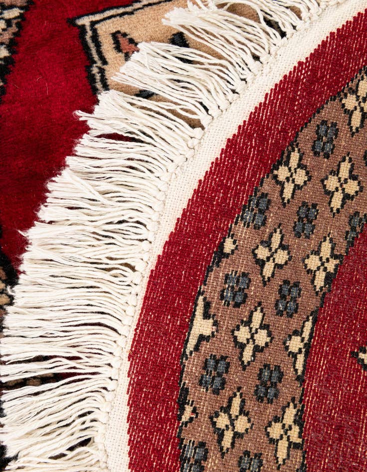 Detail image of  2' x 2'  Hand Knotted Bokhara Oriental Wool Round Rug