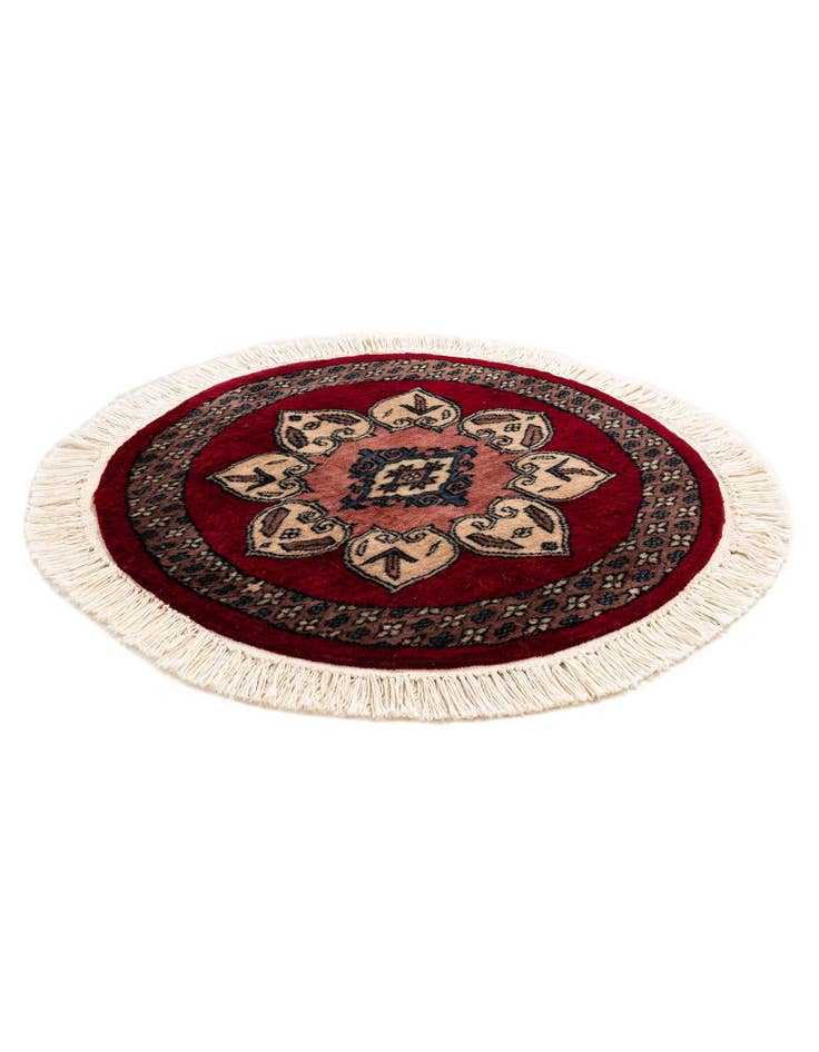 Detail image of  2' x 2'  Hand Knotted Bokhara Oriental Wool Round Rug